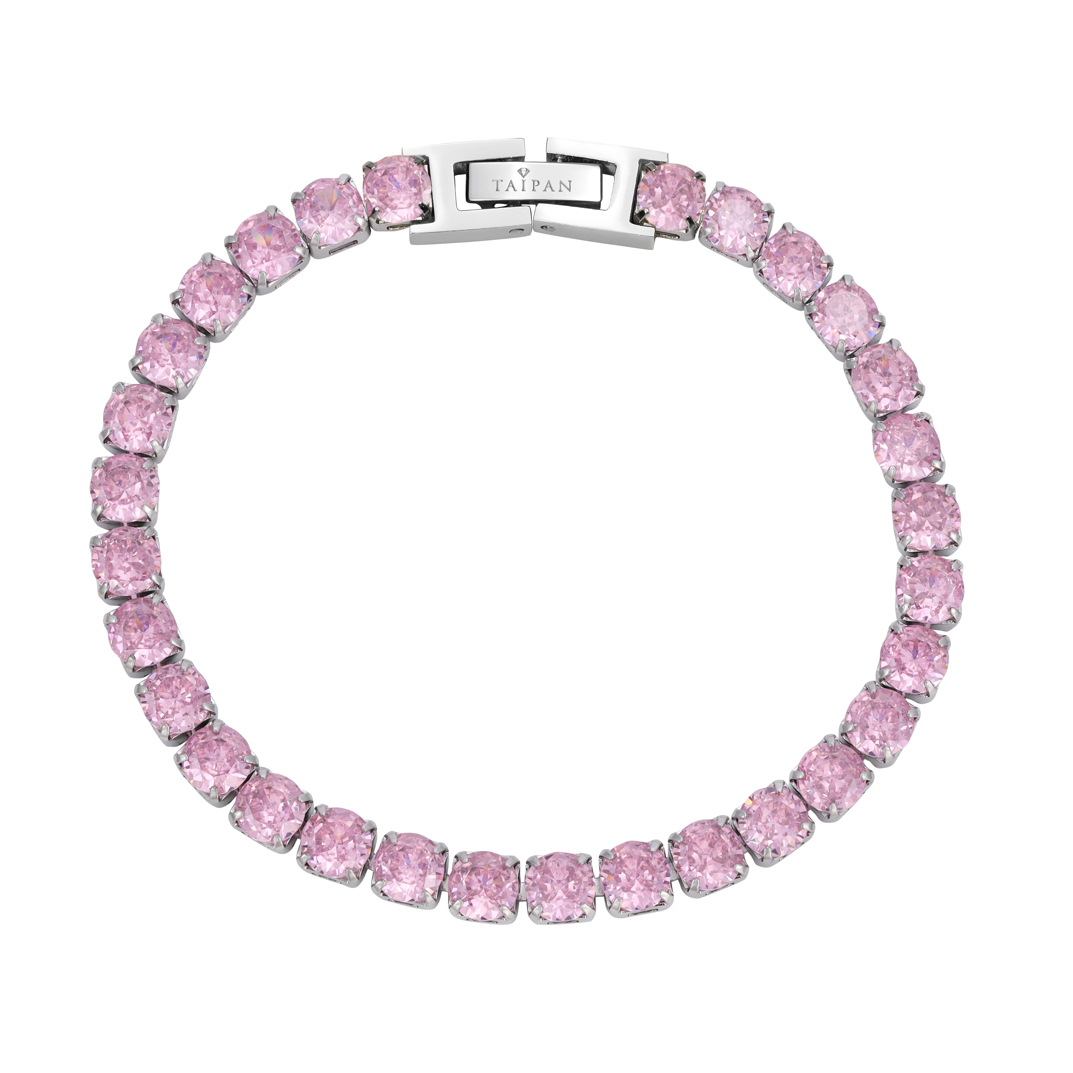 Ladies Tennis Chain Bracelet Pink 5mm wide made of stainless steel VVS 