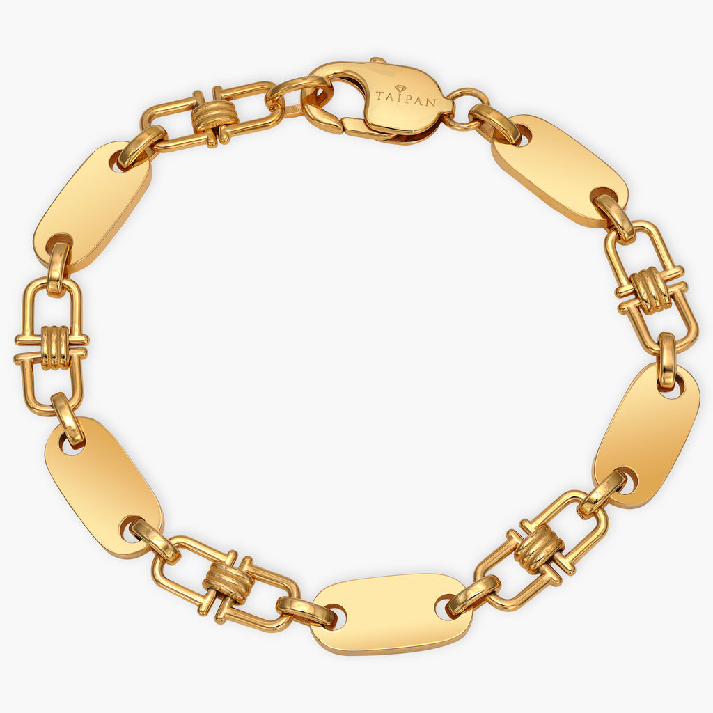8,5mm Plattenkette Armband aus Edelstahl - Vergoldet
