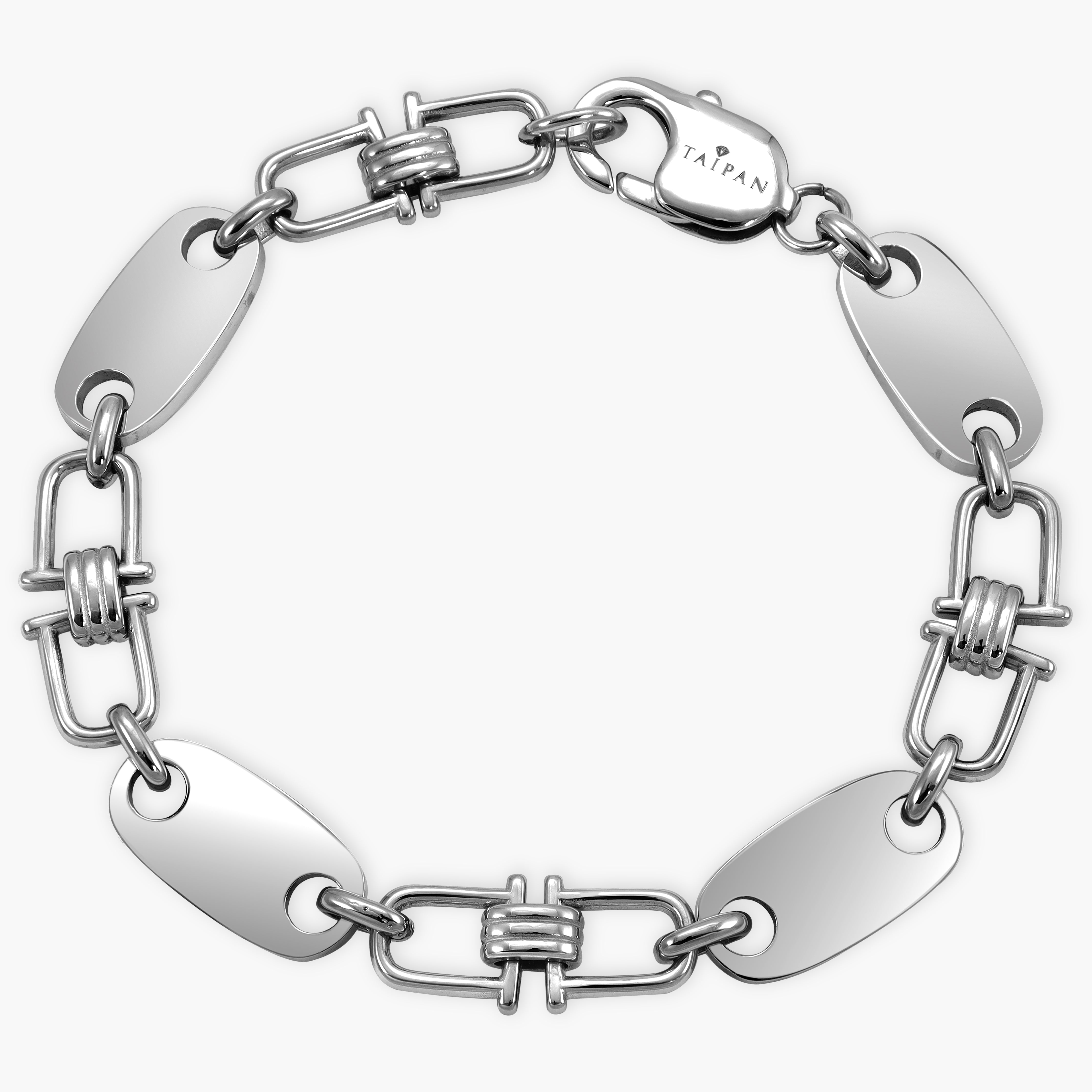 Plattenkette Armband mit beweglichen Steigbügeln 10mm breit aus Edelstahl