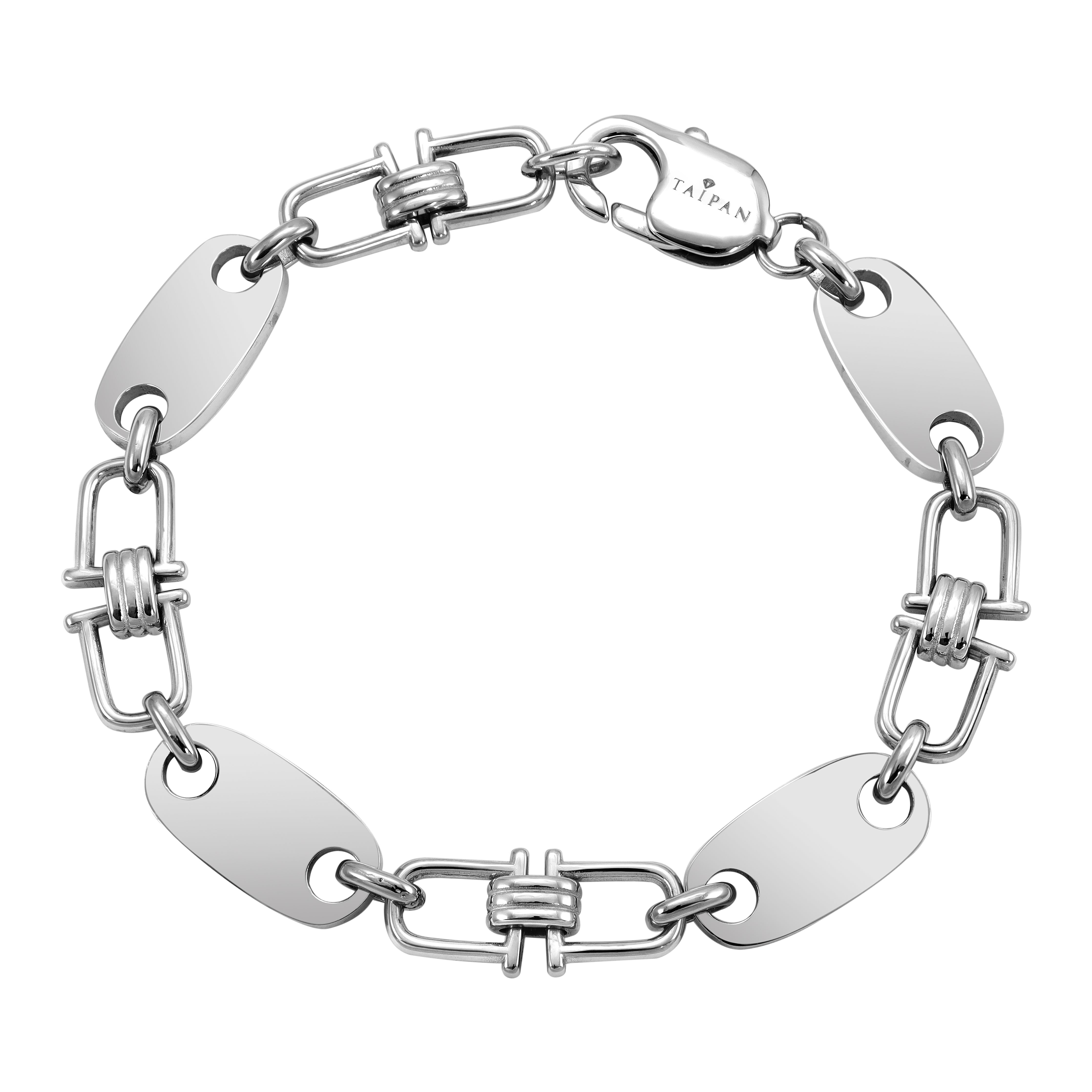 Set - Edelstahl Plattenkette mit beweglichen Steigbügeln 10mm breit - Kostenloses Armband - Taipan Schmuck