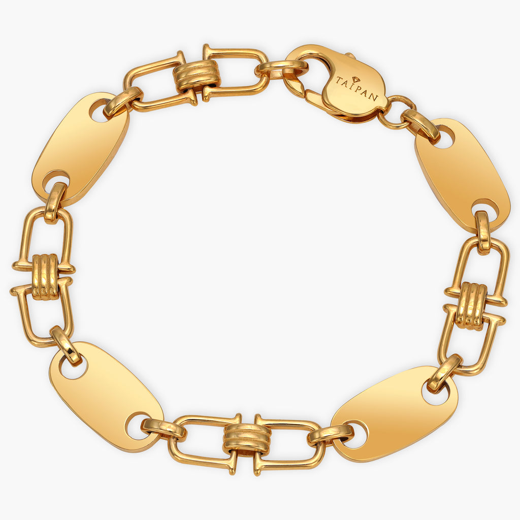10mm Plattenkette Armband aus Edelstahl - Vergoldet