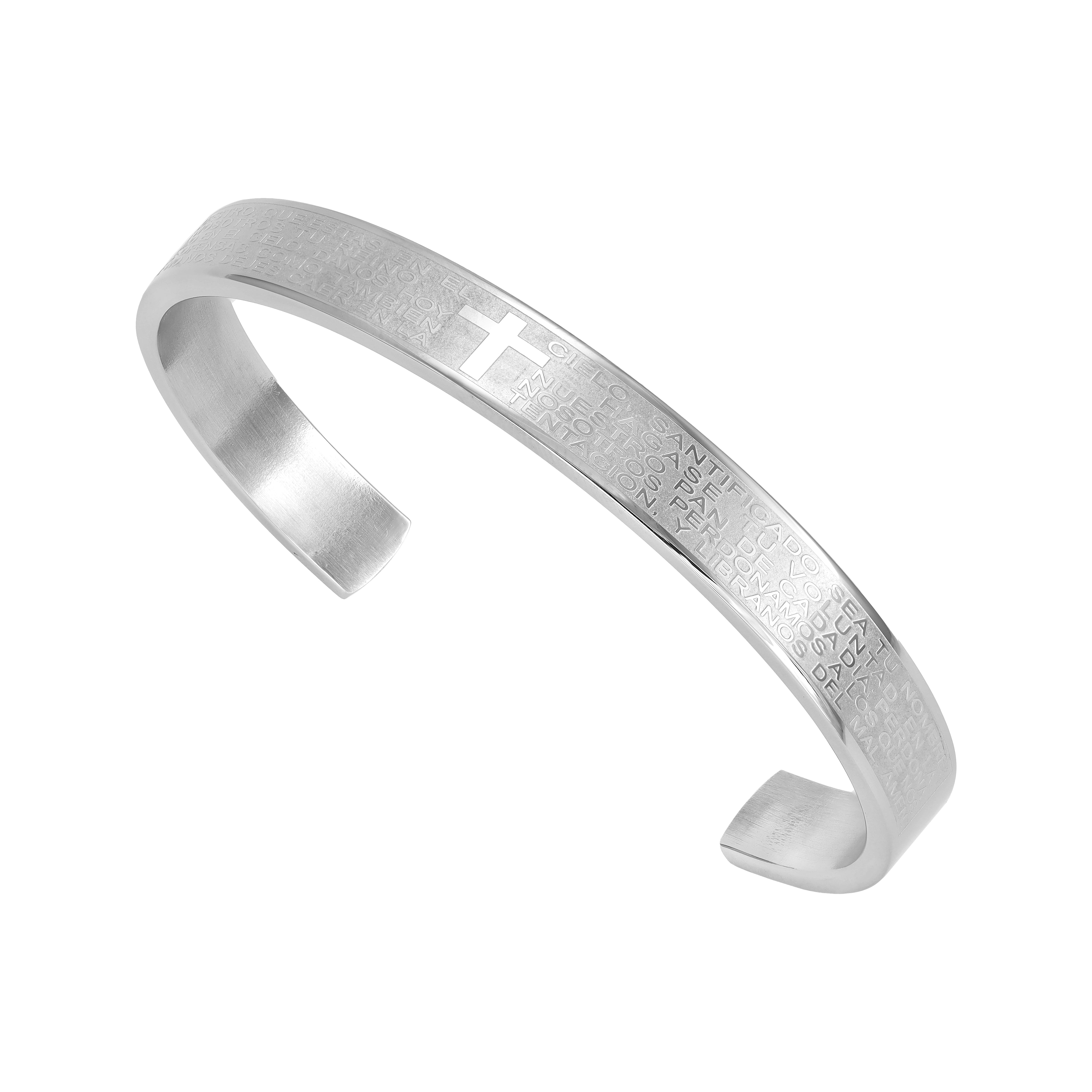 8mm bangle bracelet Padre Nuestro "Our Father" made of stainless steel