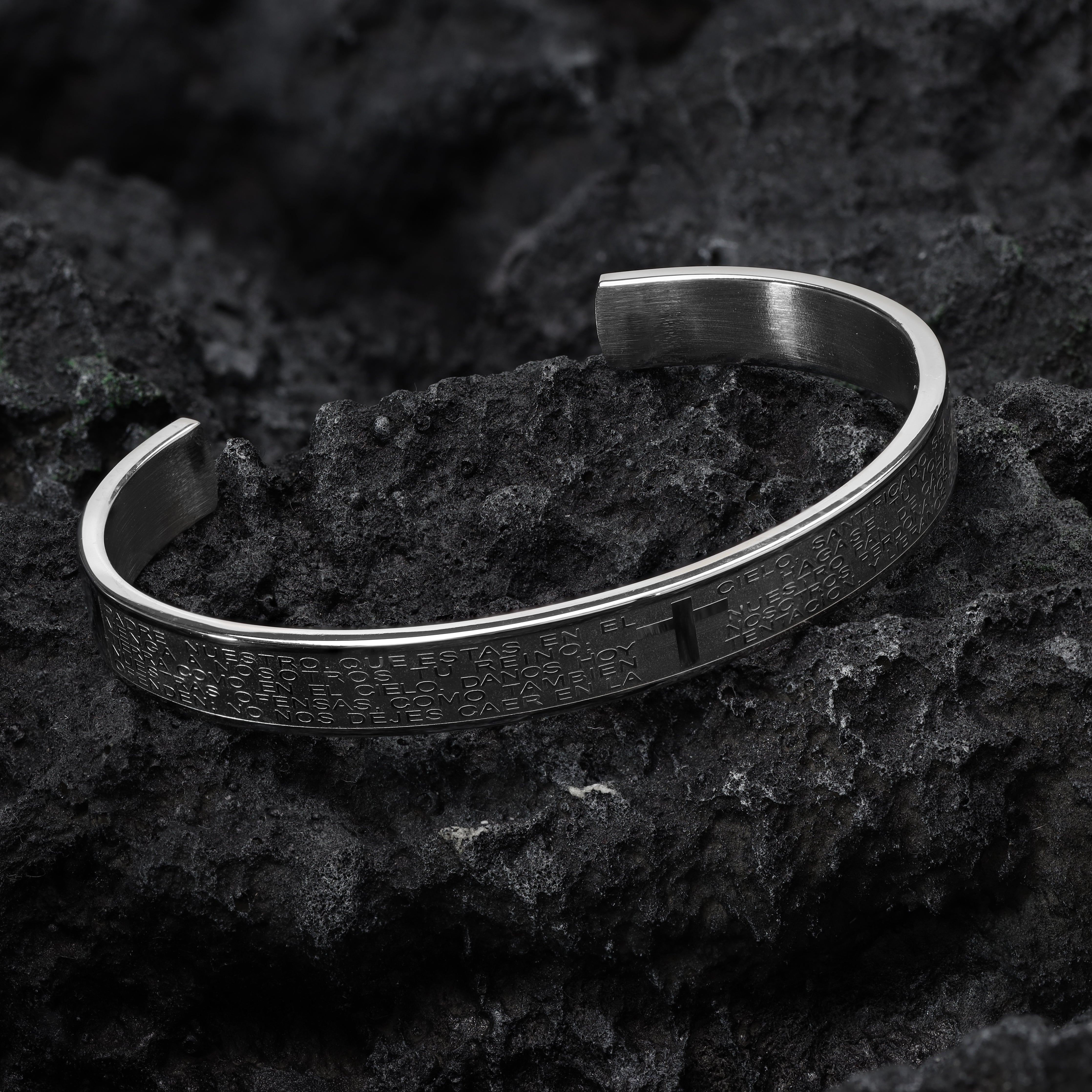 8mm bangle bracelet Padre Nuestro "Our Father" made of stainless steel