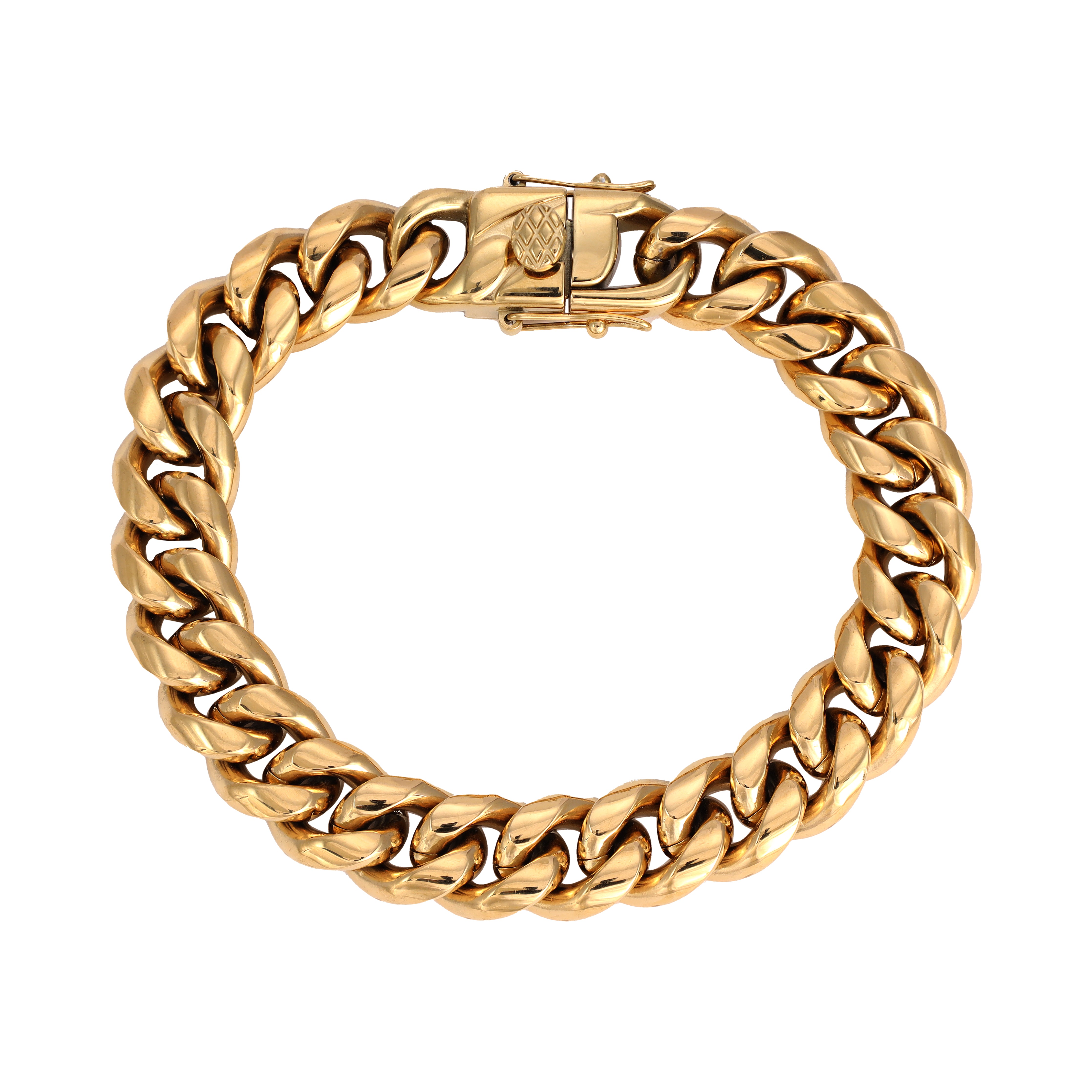 12mm Miami Cuban link bracelet 21cm made of stainless steel 18K gold plated 