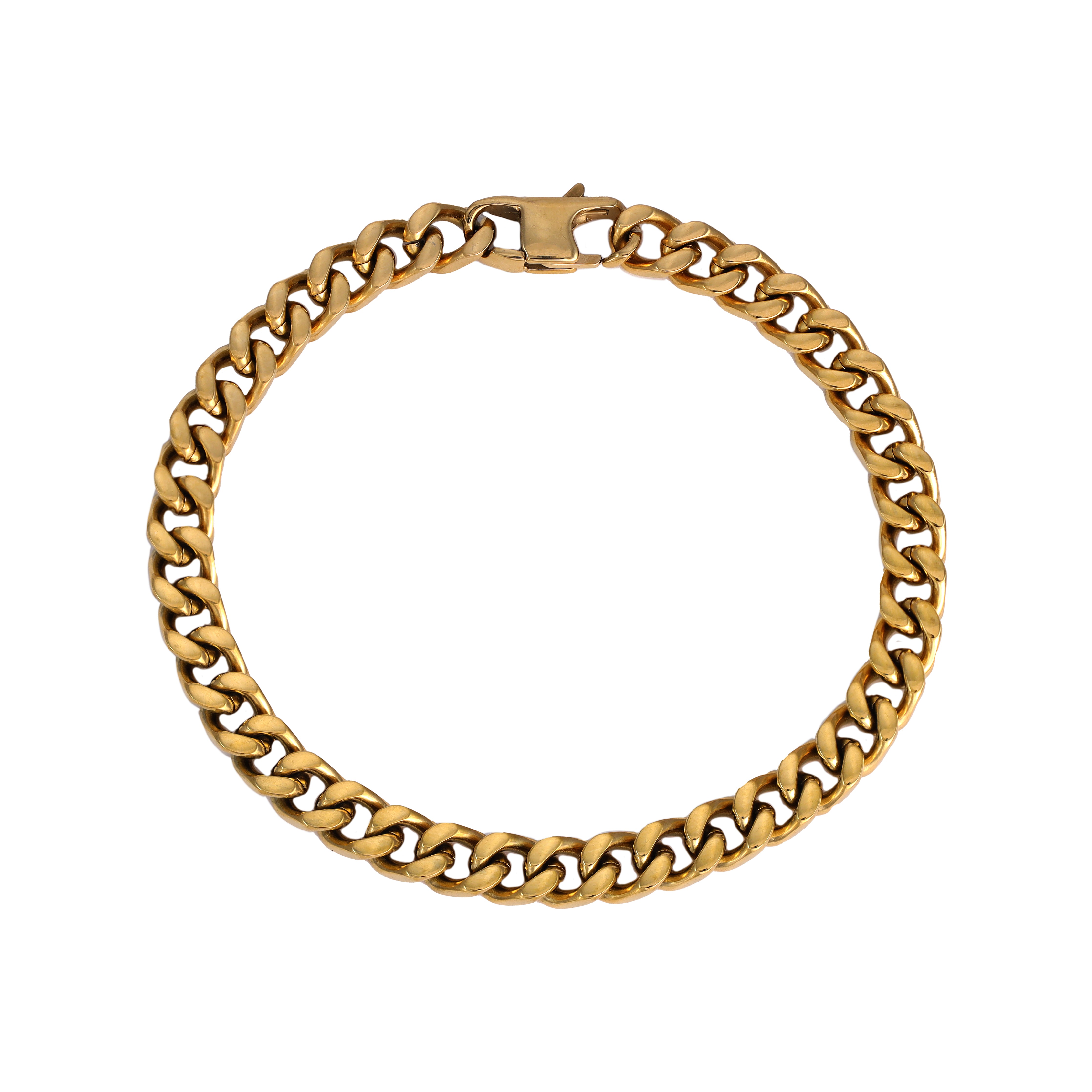 6mm curb chain bracelet 21cm made of stainless steel 18K gold plated 