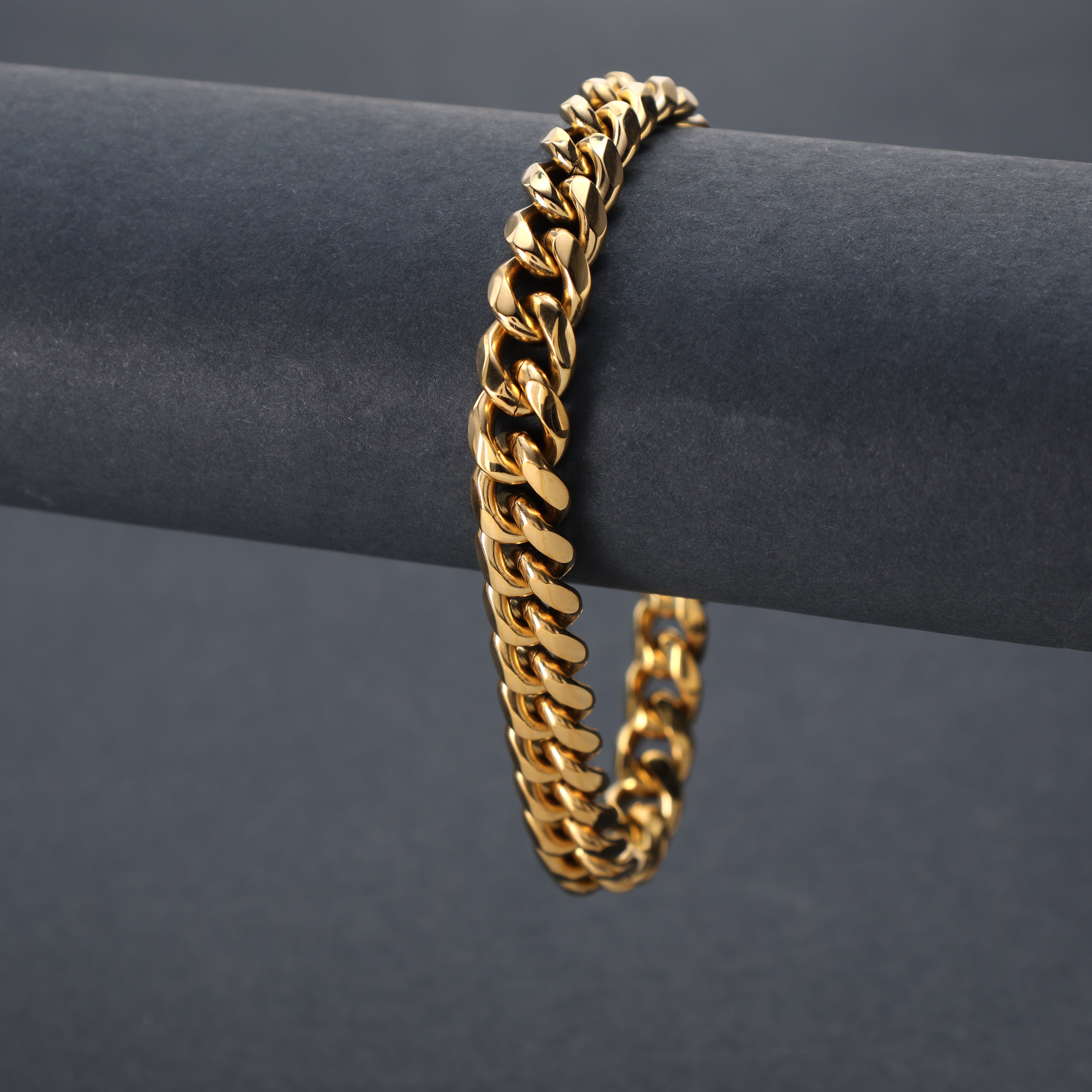 9mm curb chain bracelet 21cm made of stainless steel 18K gold plated 