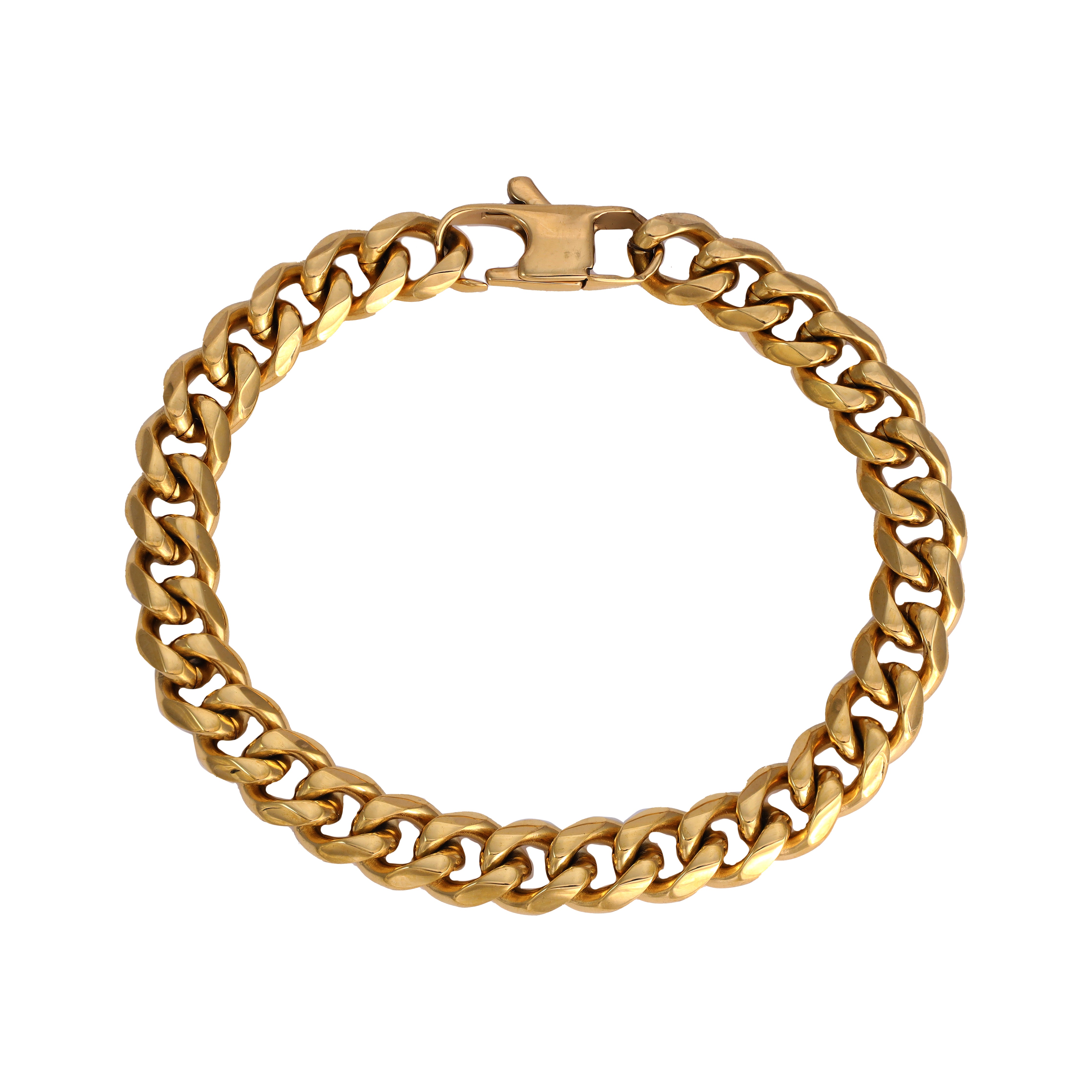 9mm curb chain bracelet 21cm made of stainless steel 18K gold plated 