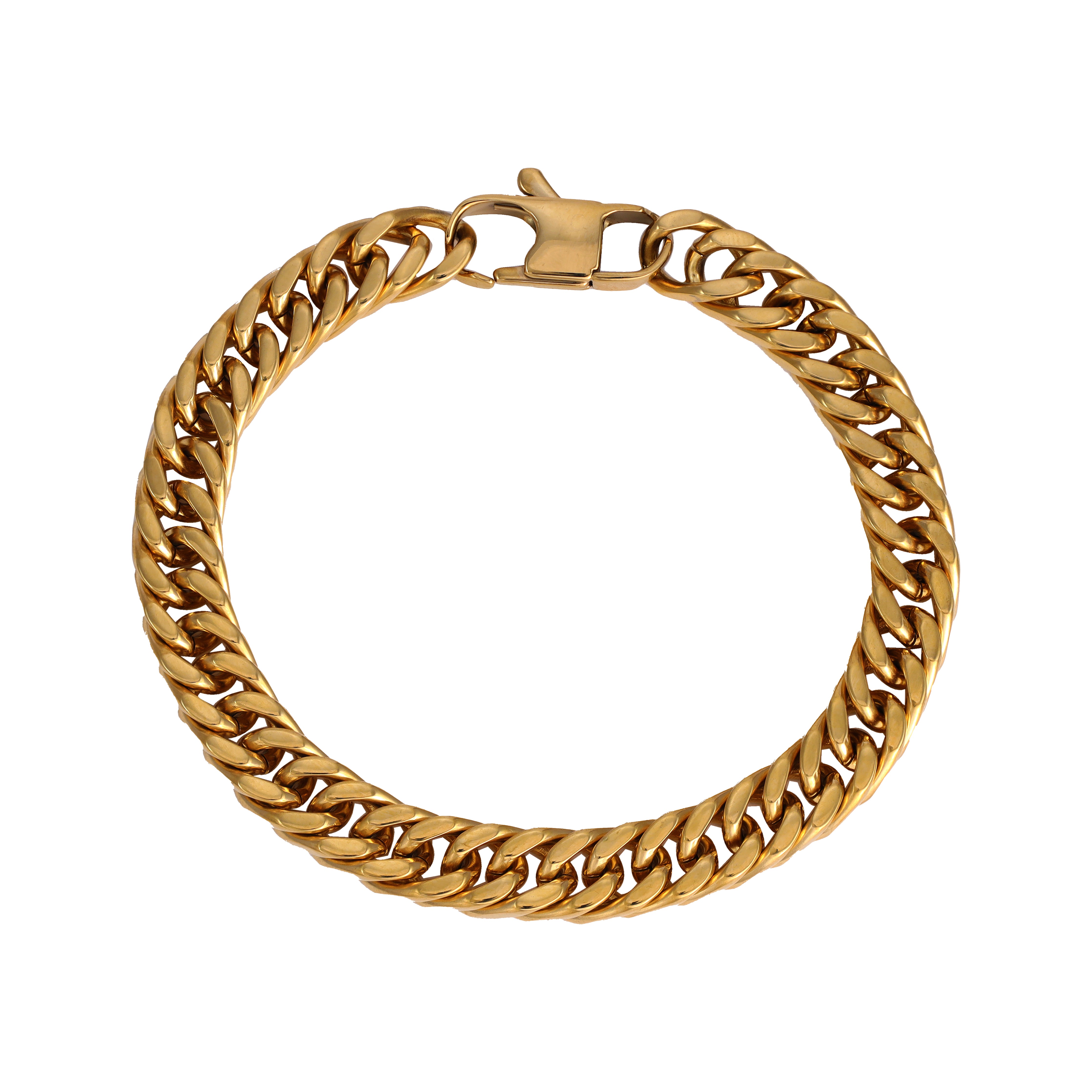 8mm double curb chain bracelet 21cm made of stainless steel 18K gold plated 