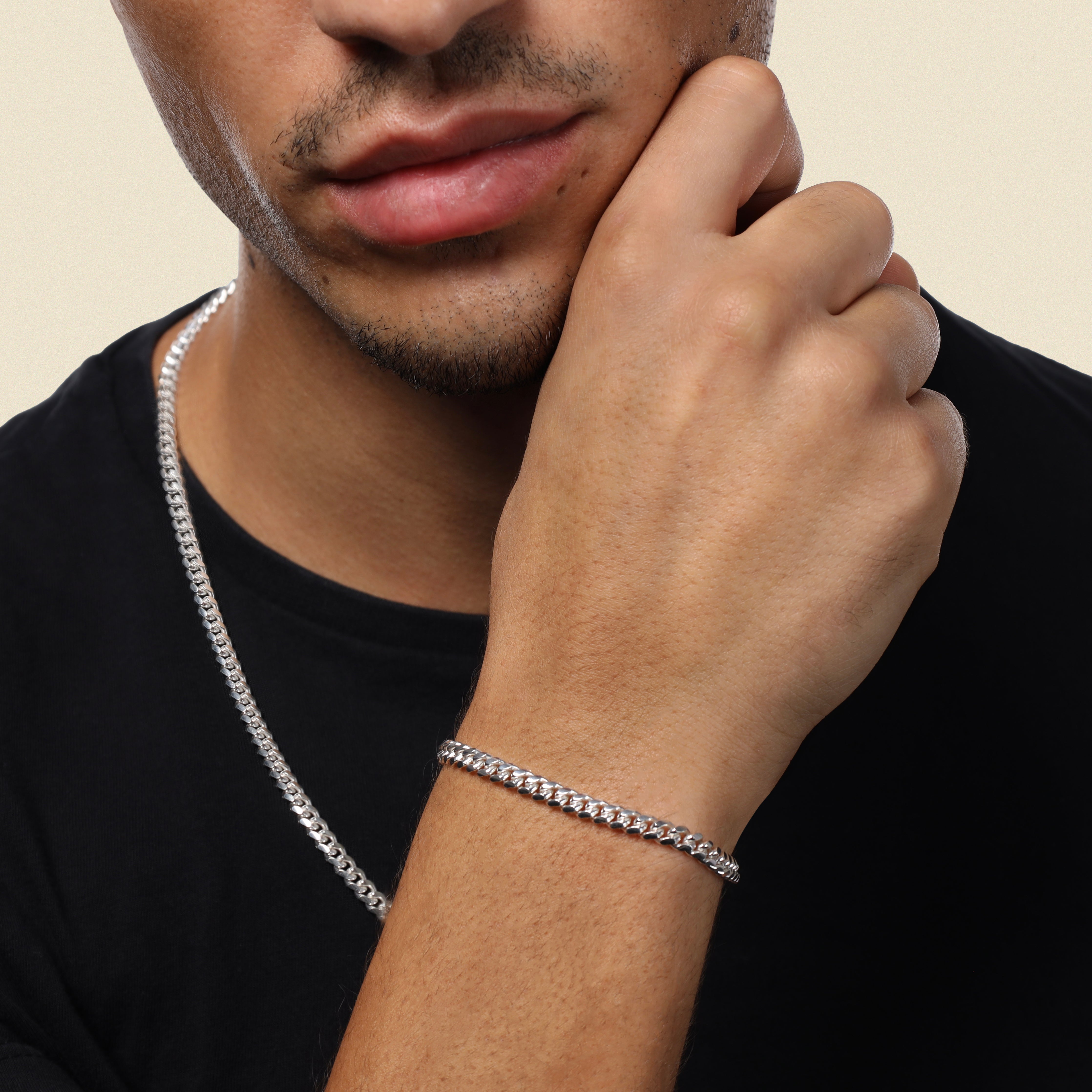 Set - Cuban Link 5mm - necklace + bracelet made of 925 silver - save 20%