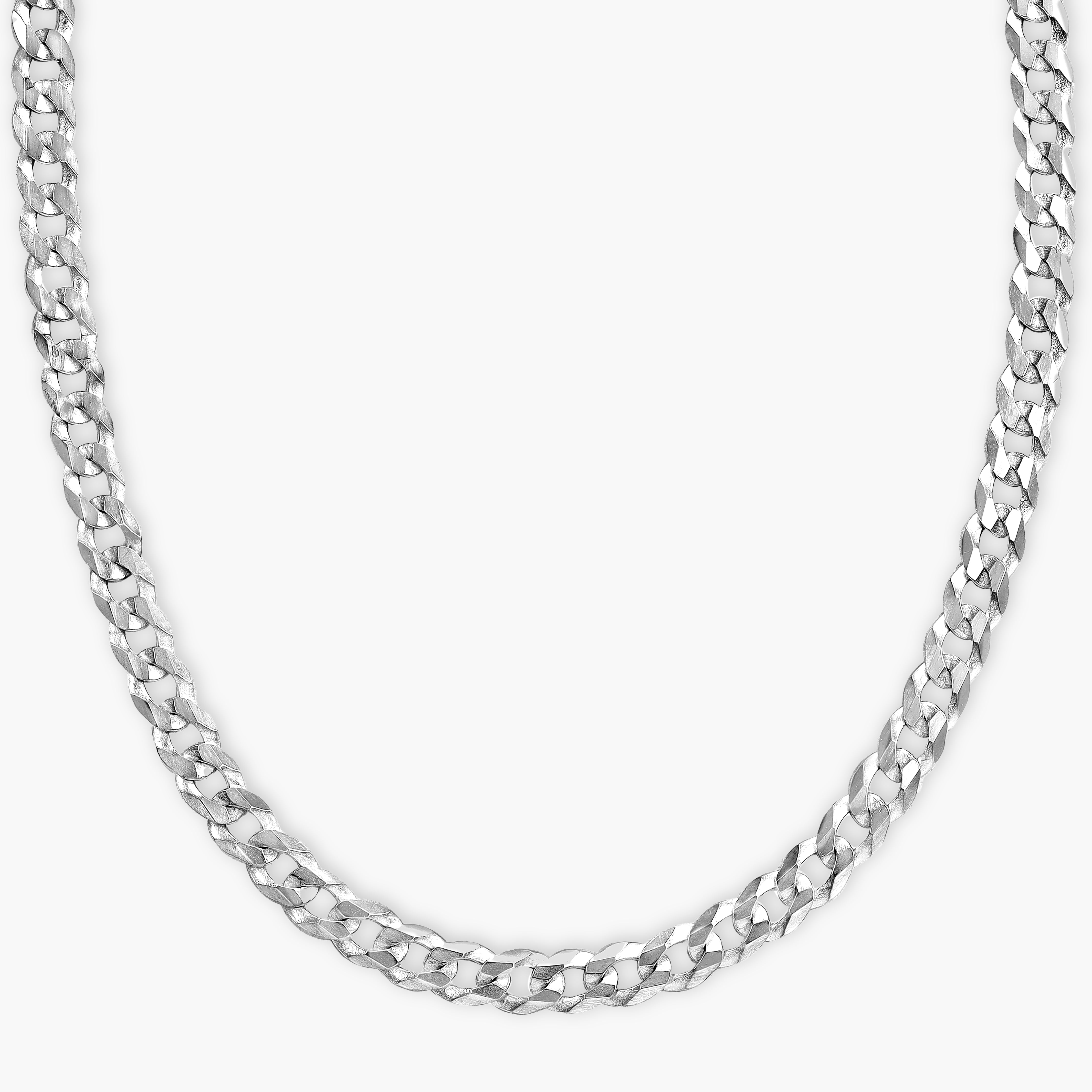 4mm flat curb chain - 925 silver 