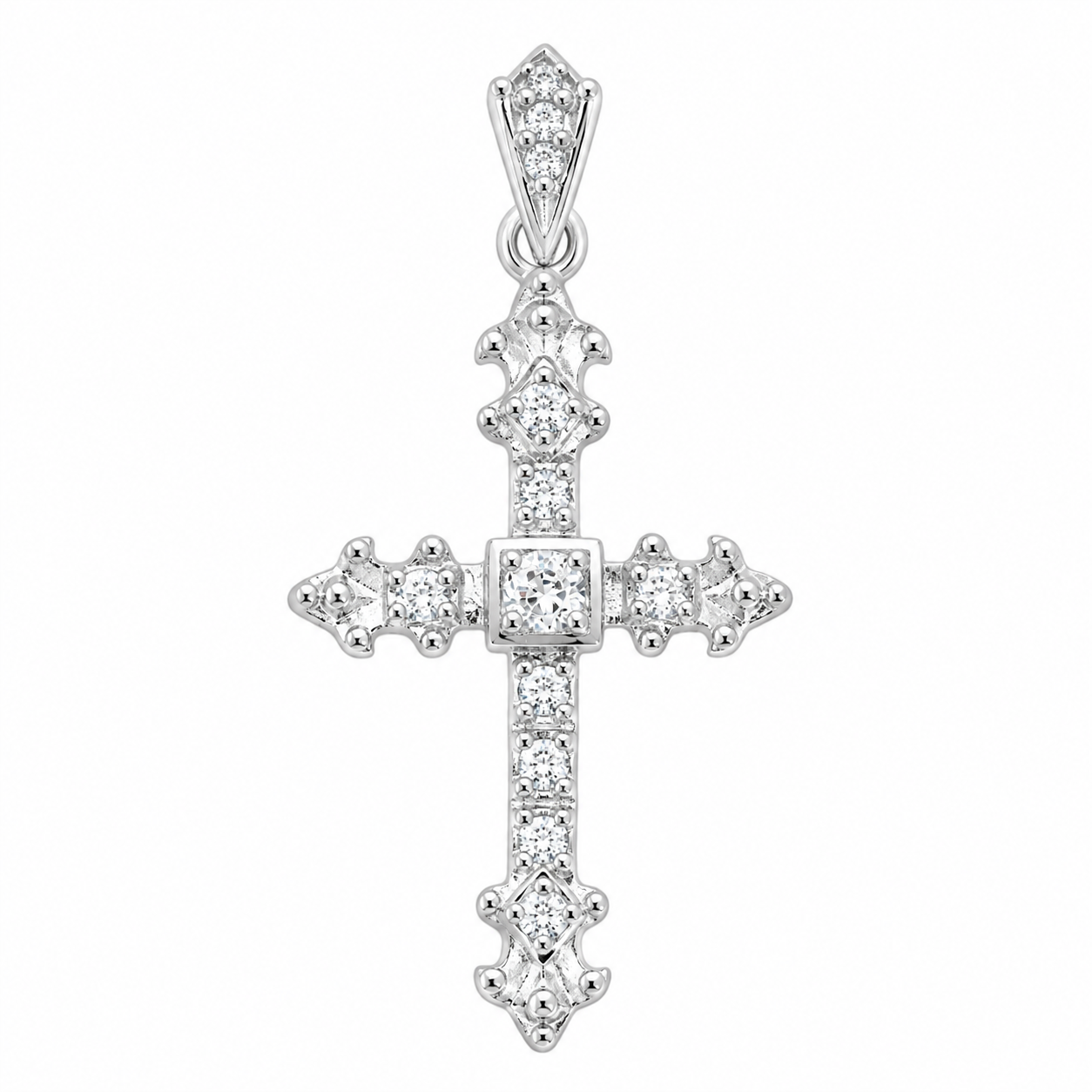 Kreuz Anhänger Iced Out Stil aus 925 Sterlingsilber