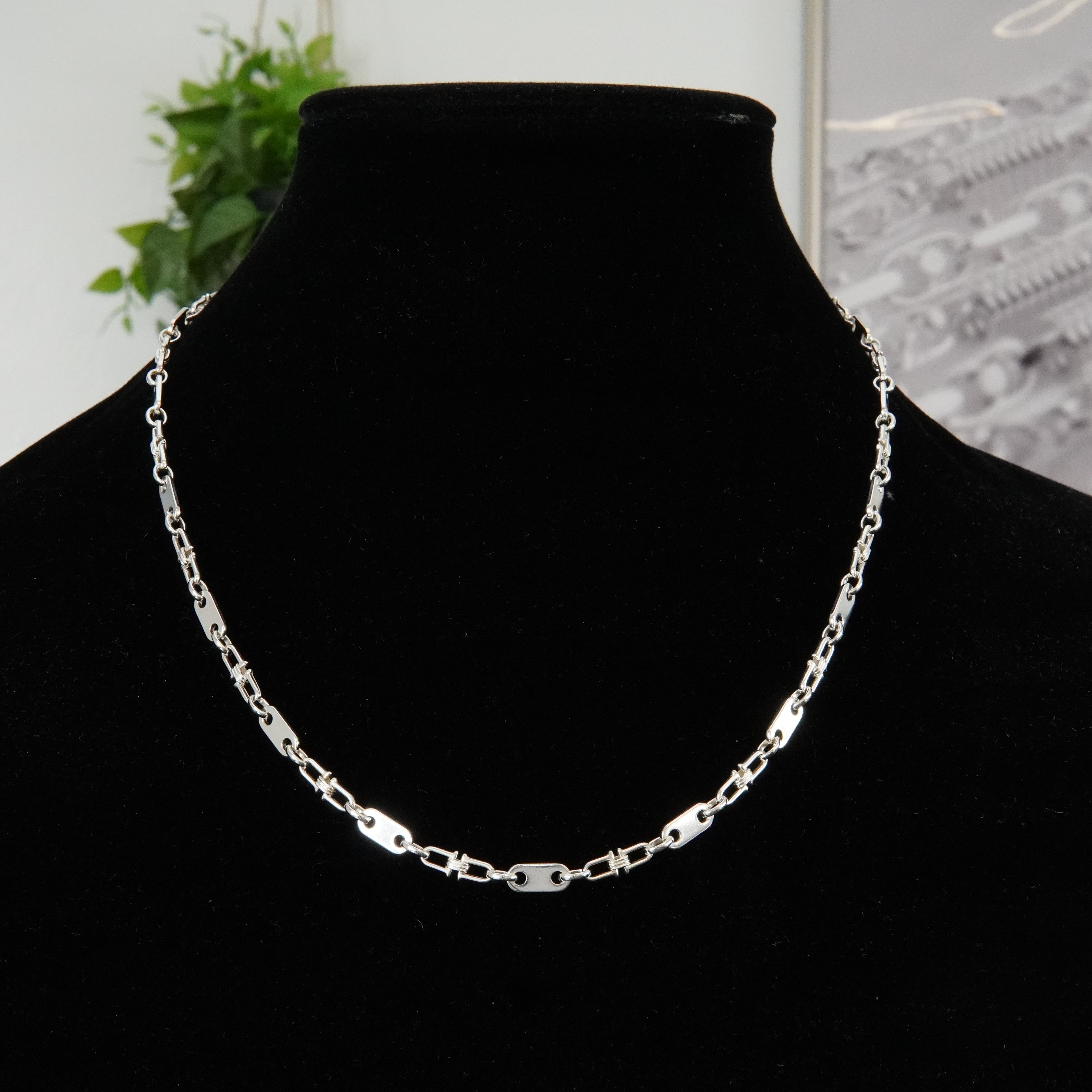 Plattenkette 5mm / 55cm Einzelstück 925 Silber