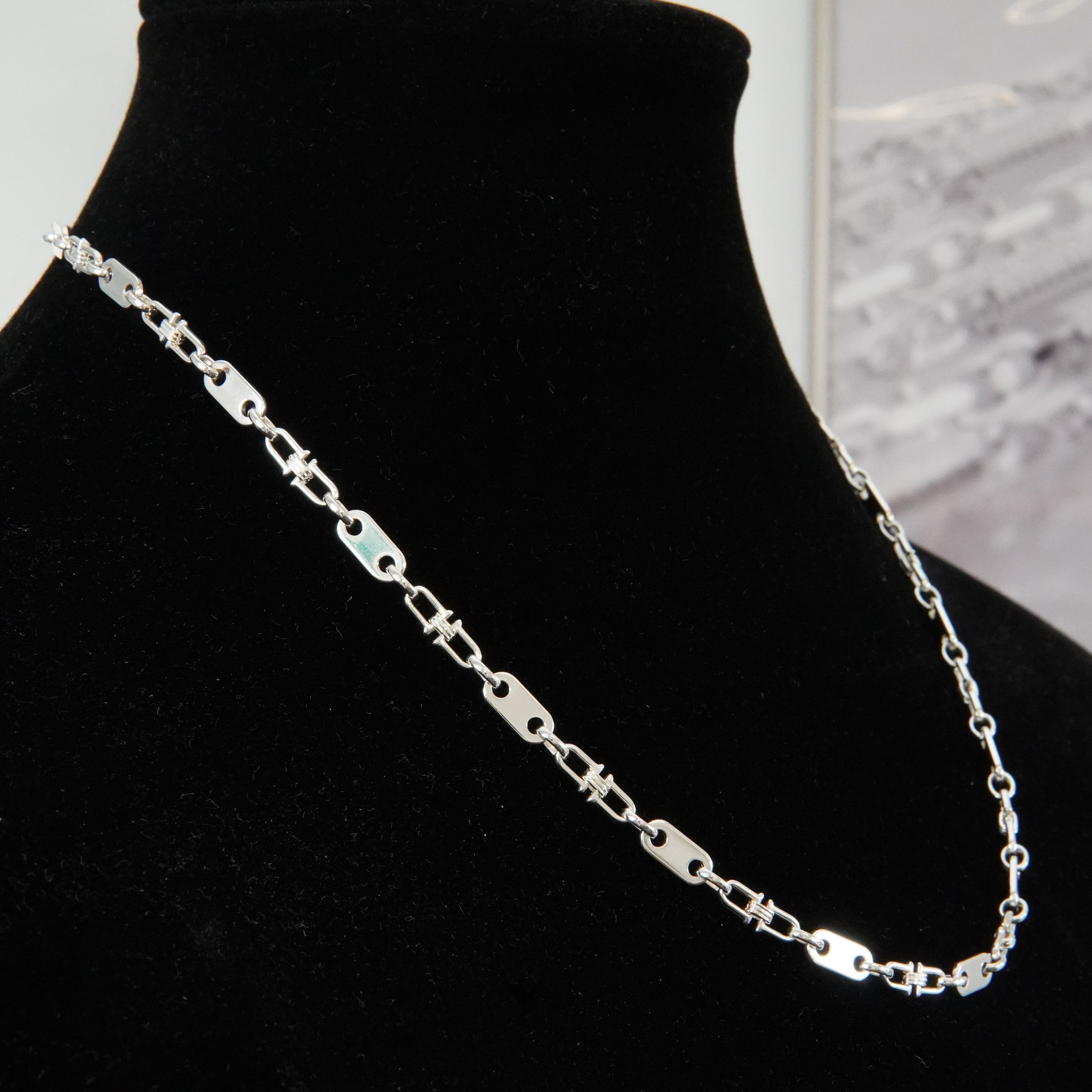 Plattenkette 5mm / 55cm Einzelstück 925 Silber