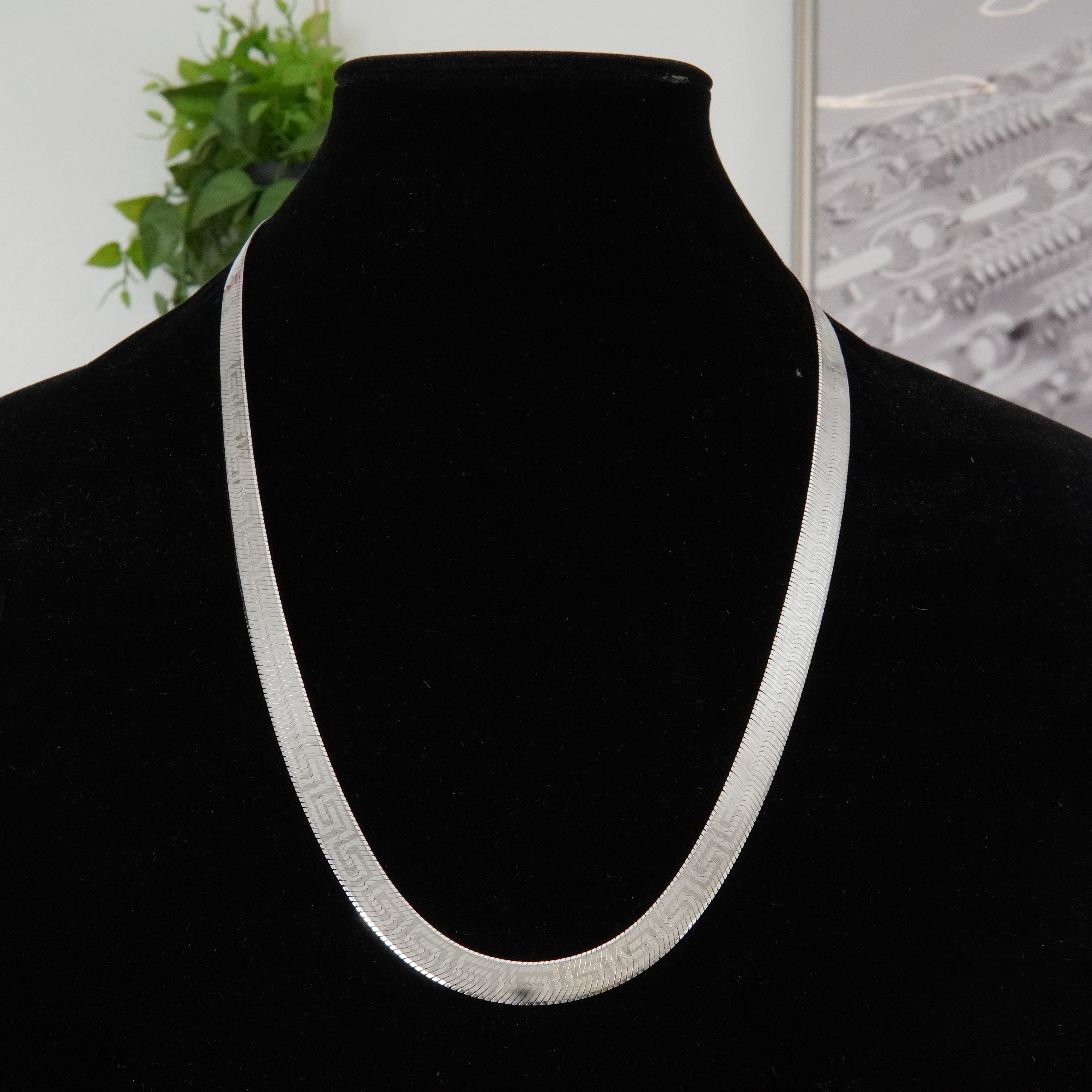 Fischgrätenkette 9,5mm / 70cm Einzelstück 925 Silber