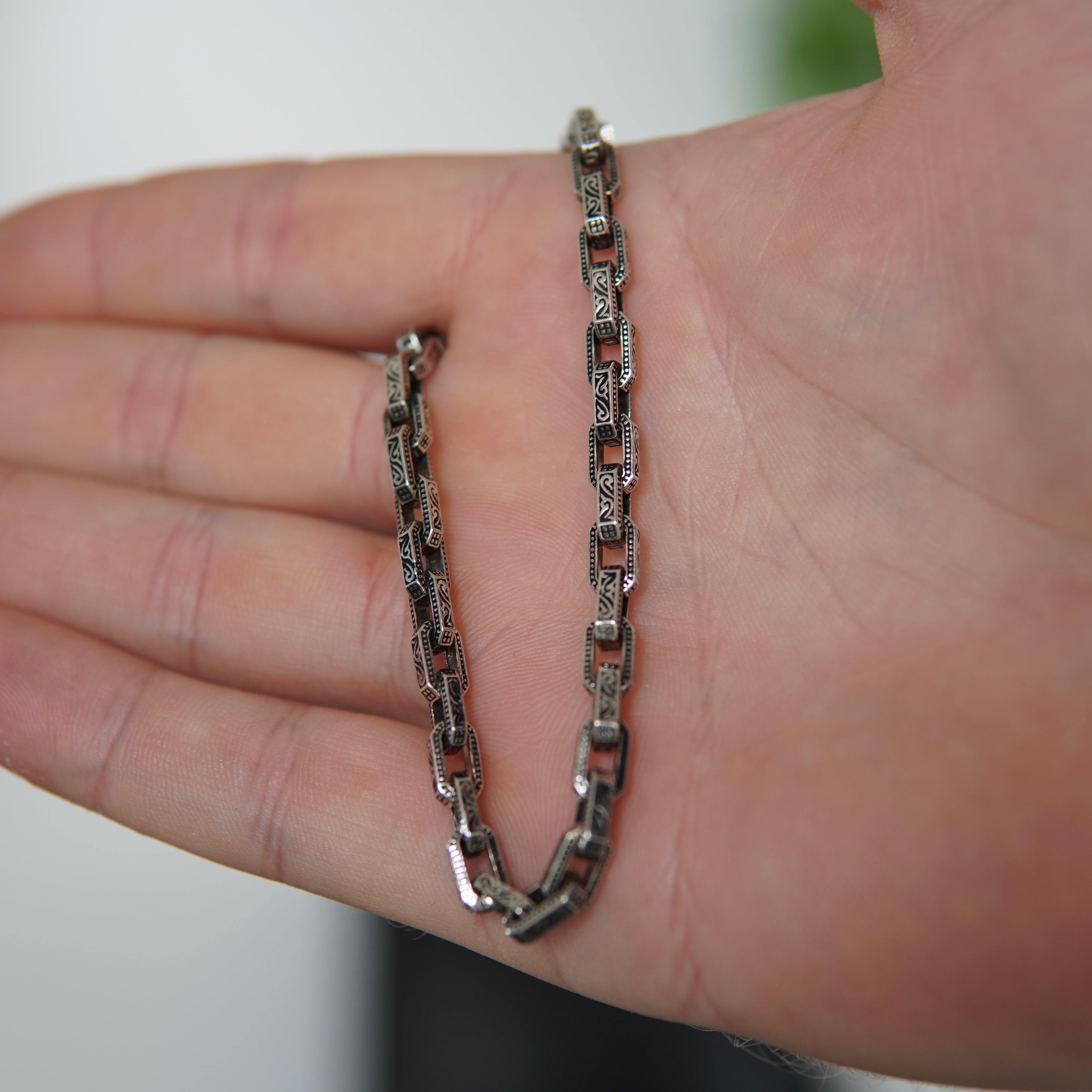 Ankerkette Armband Oxidiert 5mm / 22cm Einzelstück 925 Silber