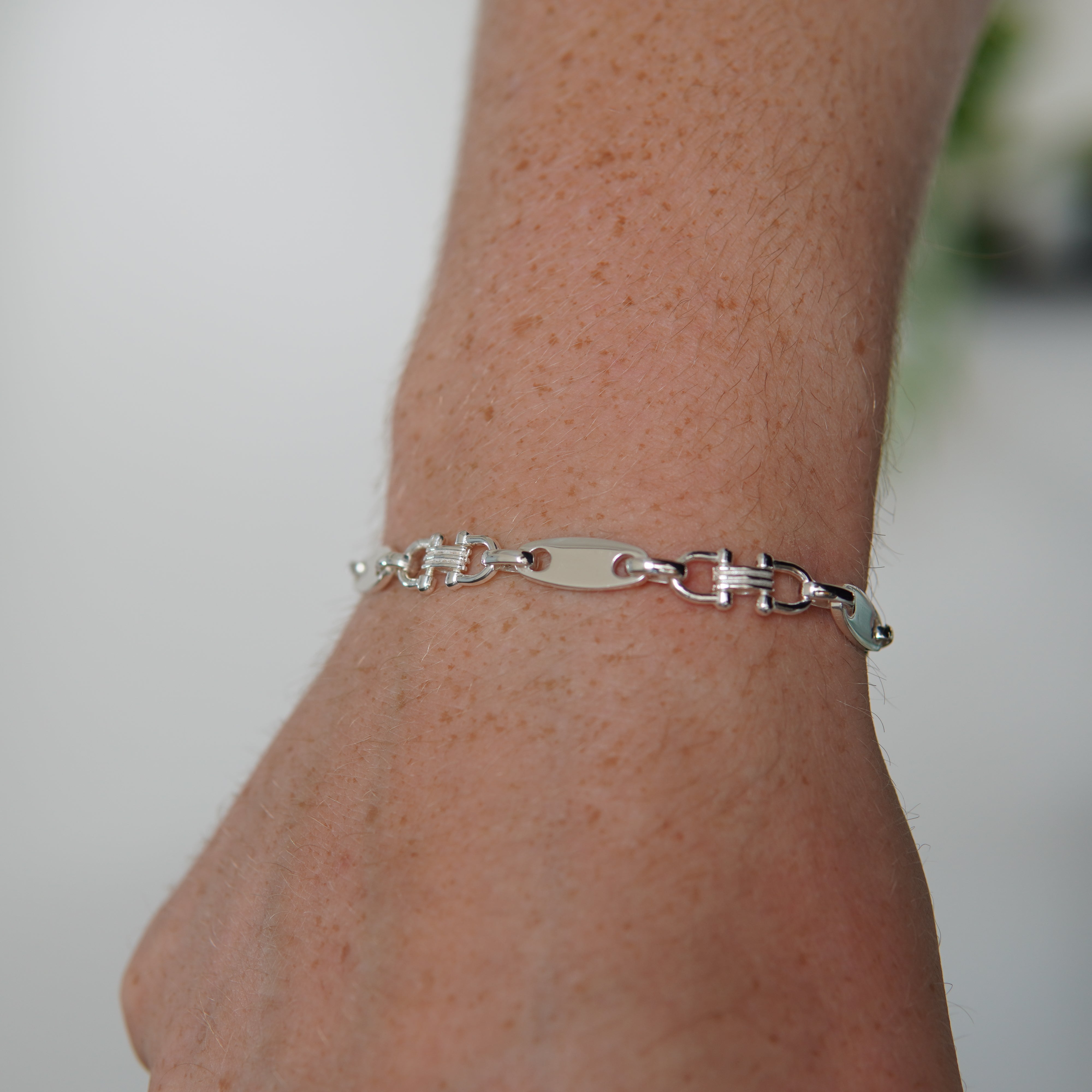 Plattenkette Armband 7,8mm / 21cm Einzelstück 925 Silber