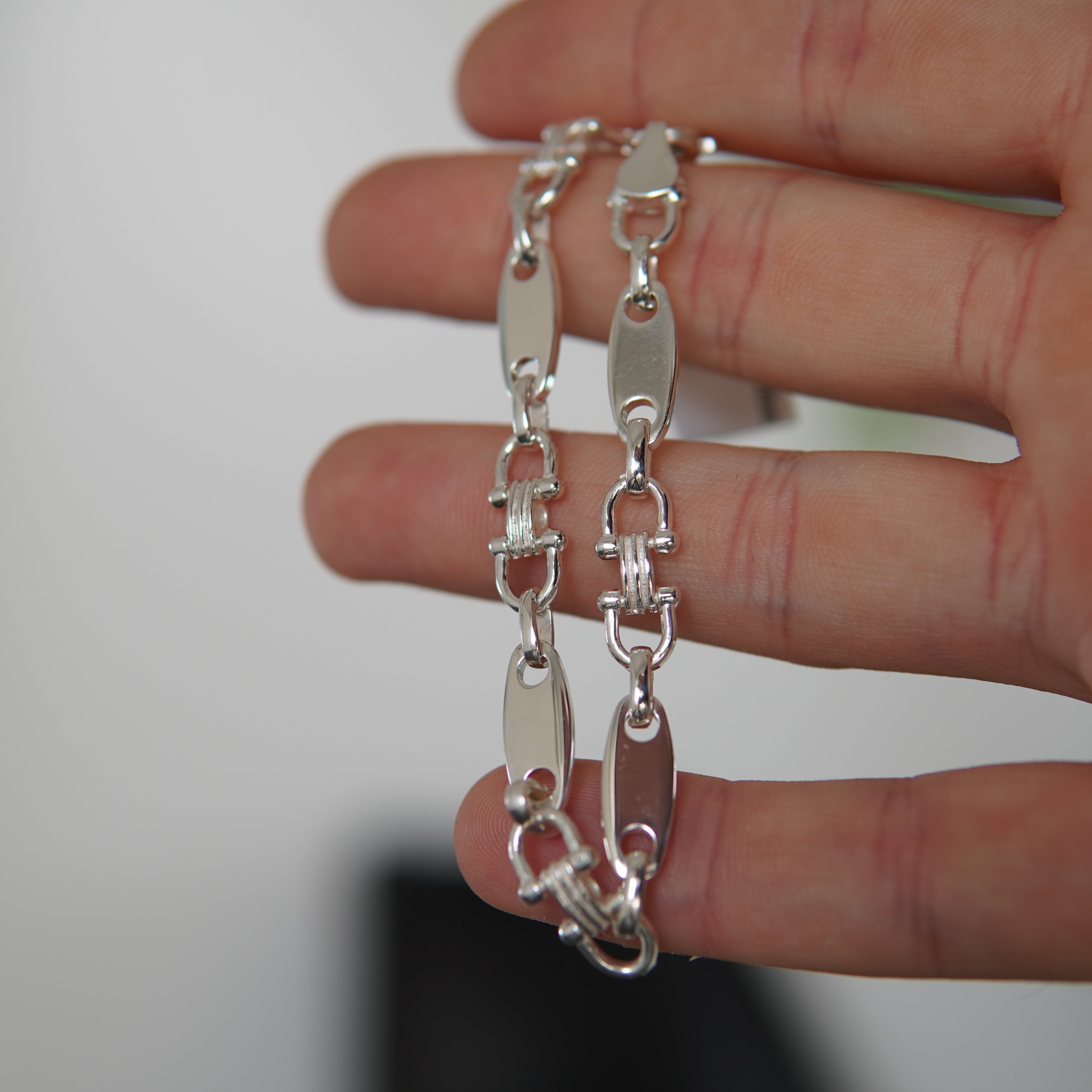 Plattenkette Armband 7,8mm / 21cm Einzelstück 925 Silber