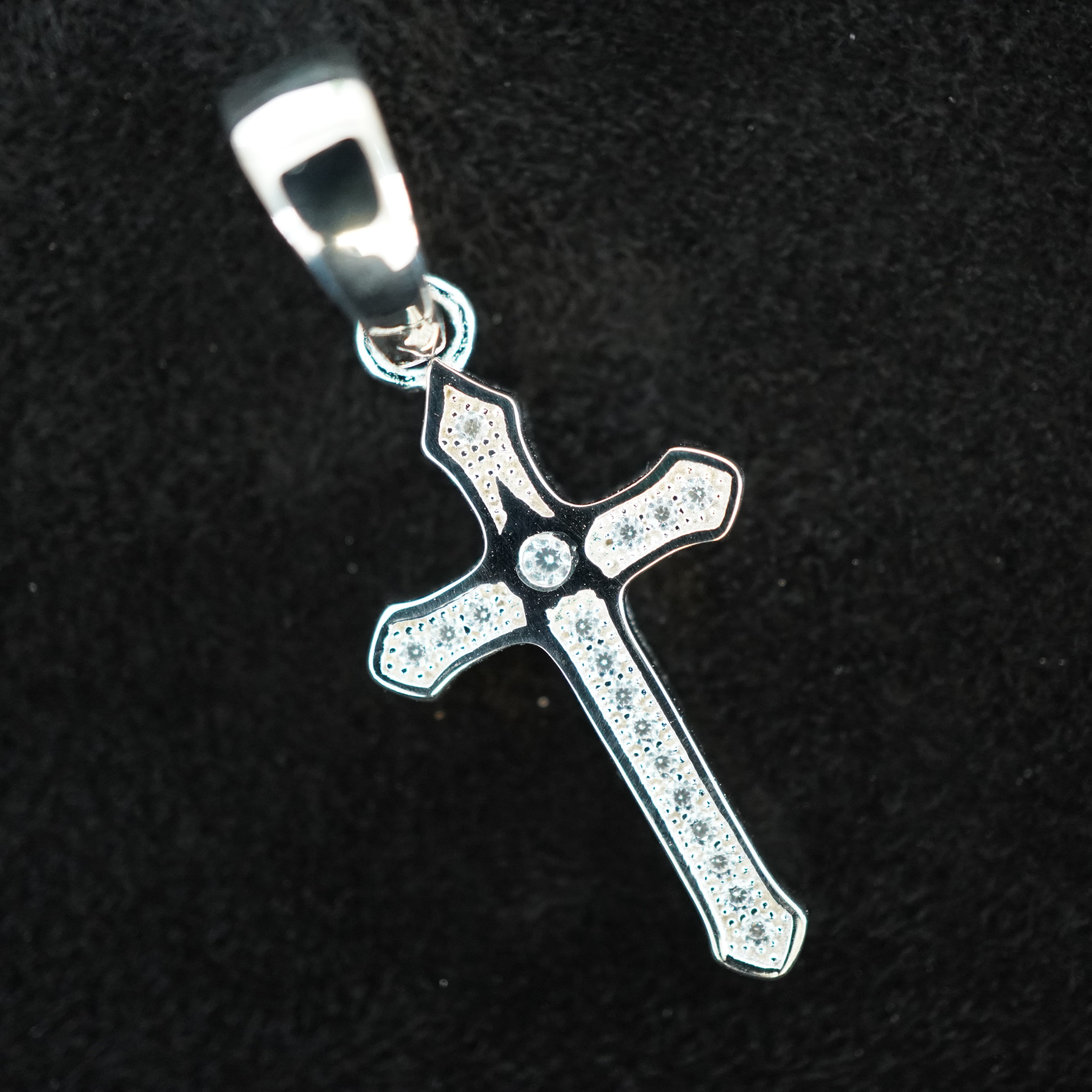 Kreuz Iced Out Stil Anhänger Einzelstück 925 Silber