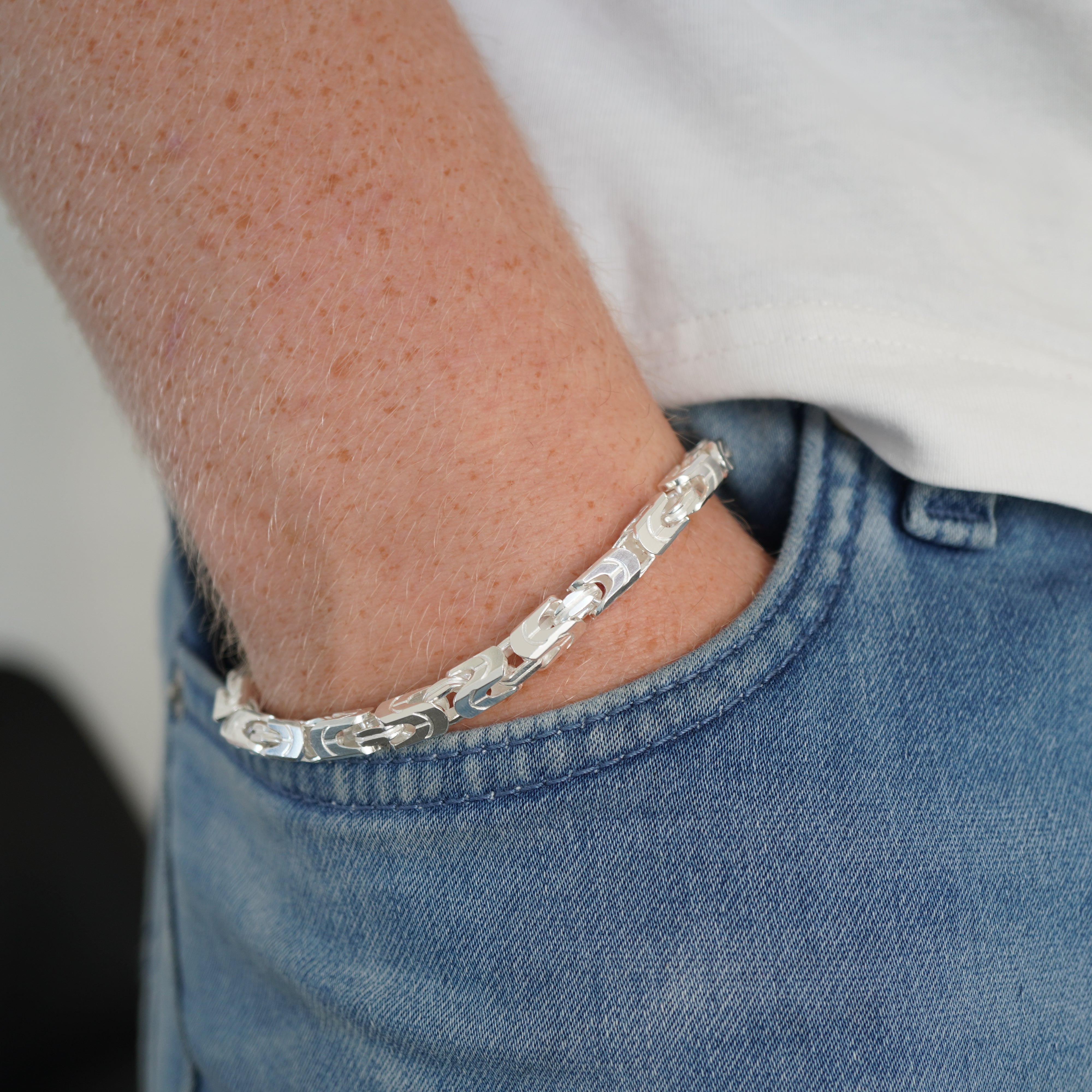 Königskette Armband 5,5mm / 21cm Einzelstück 925 Silber ultraflexibel
