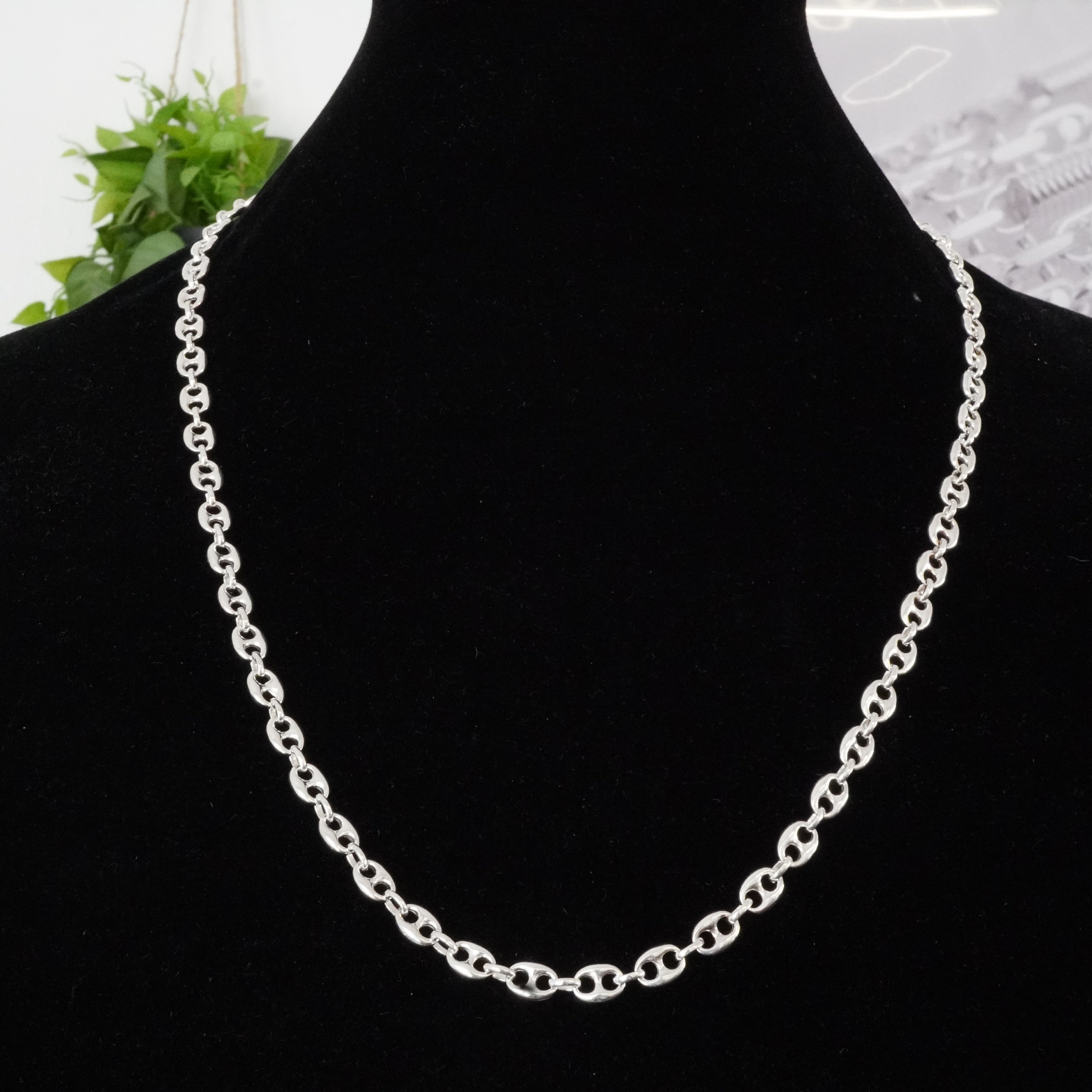 Bohnenkette 6,5mm / 70cm Einzelstück 925 Silber
