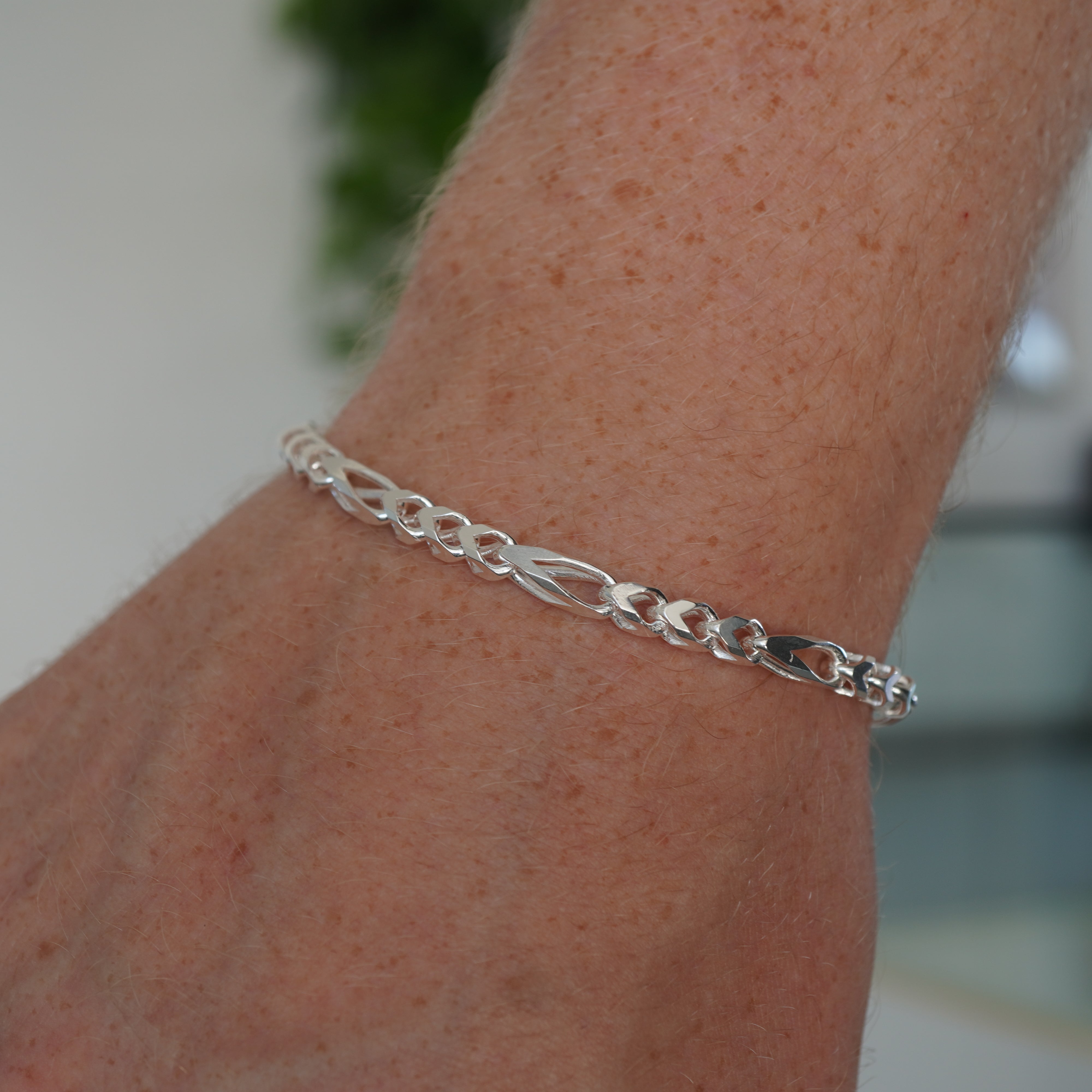 Figarokette Franco Chain Armband 4,5mm / 21cm Einzelstück 925 Silber