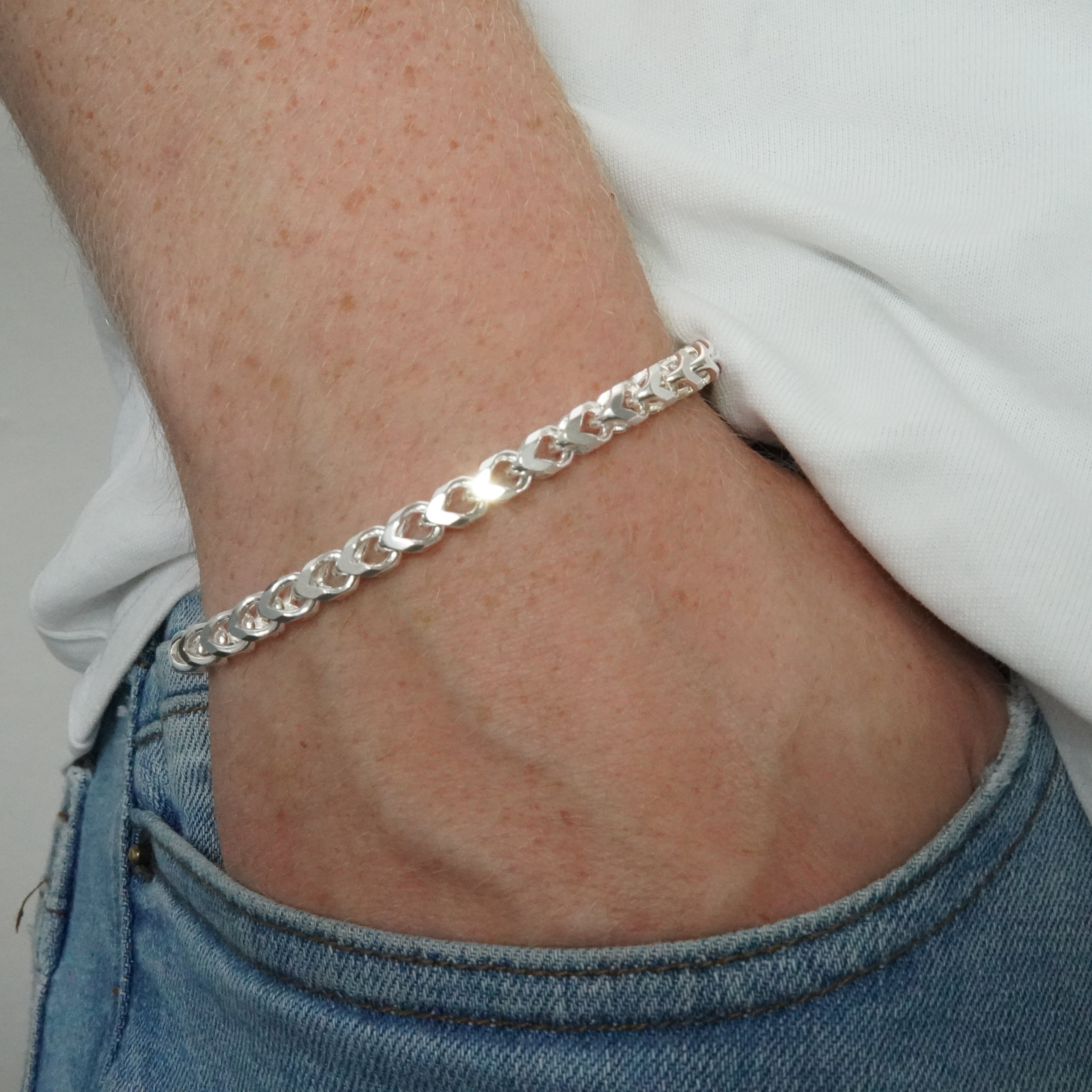 Zopfkette 4,4mm / 21cm Einzelstück 925 Silber