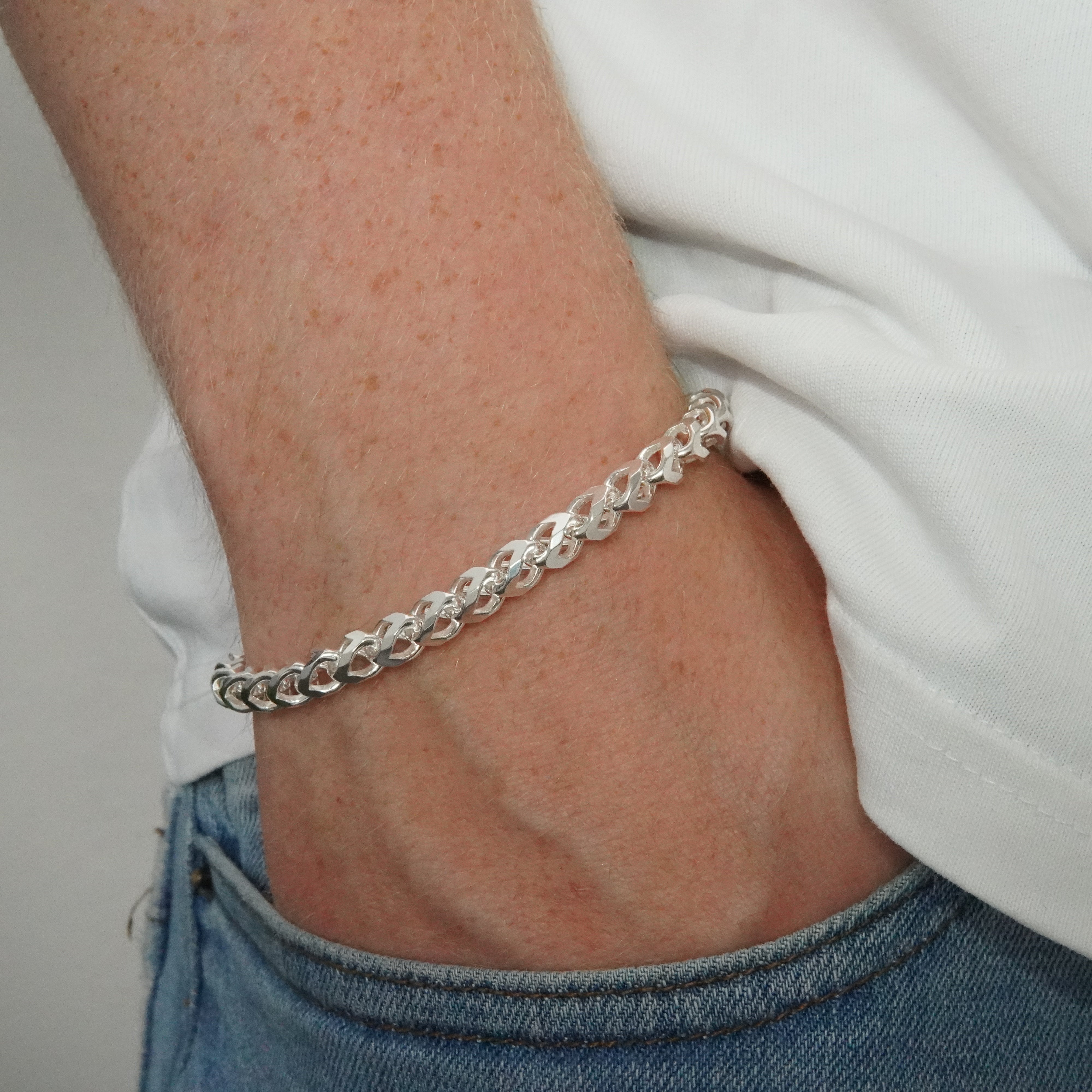 Zopfkette 4,4mm / 21cm Einzelstück 925 Silber