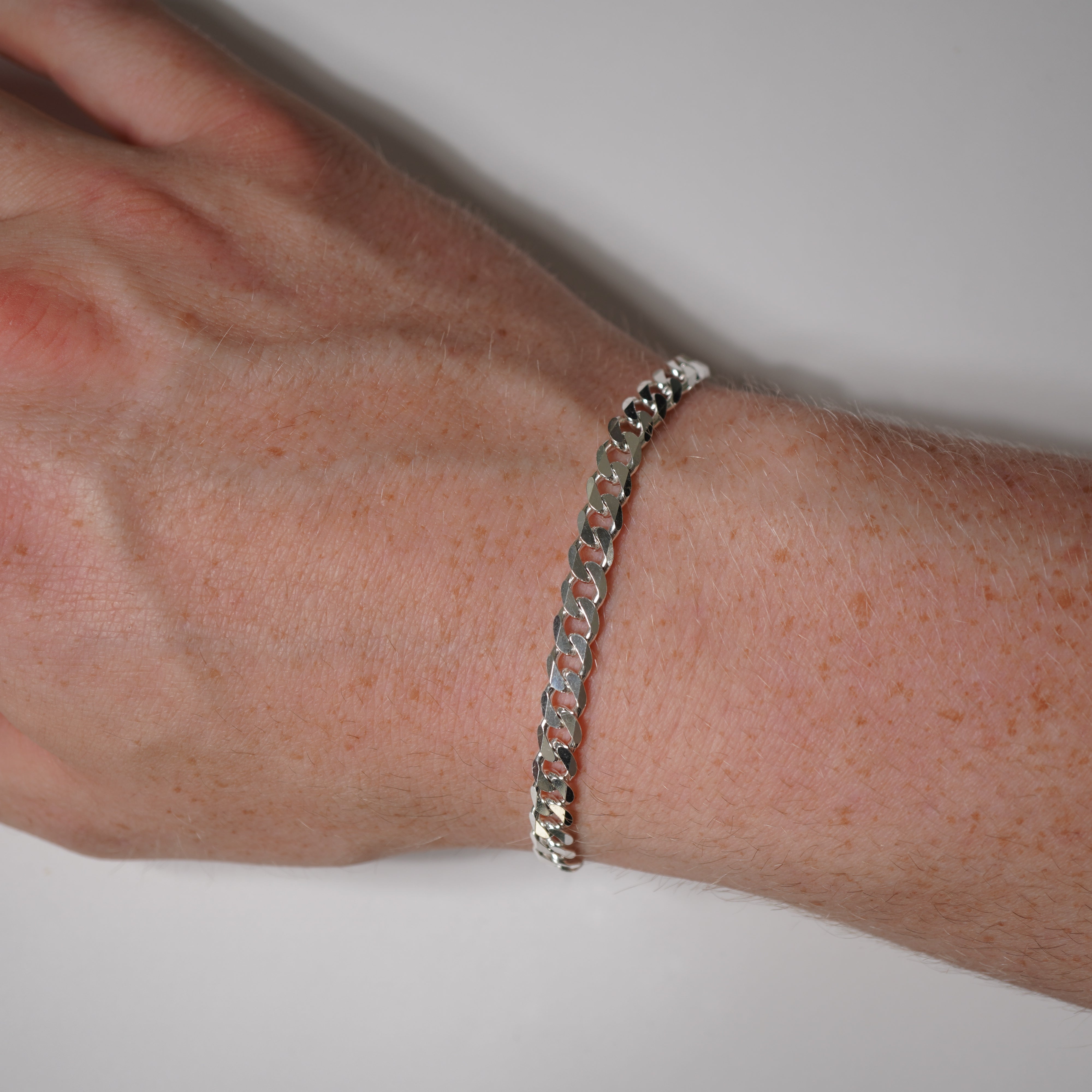 5,8mm 21cm Panzerkette Armband aus 925 Sterlingsilber