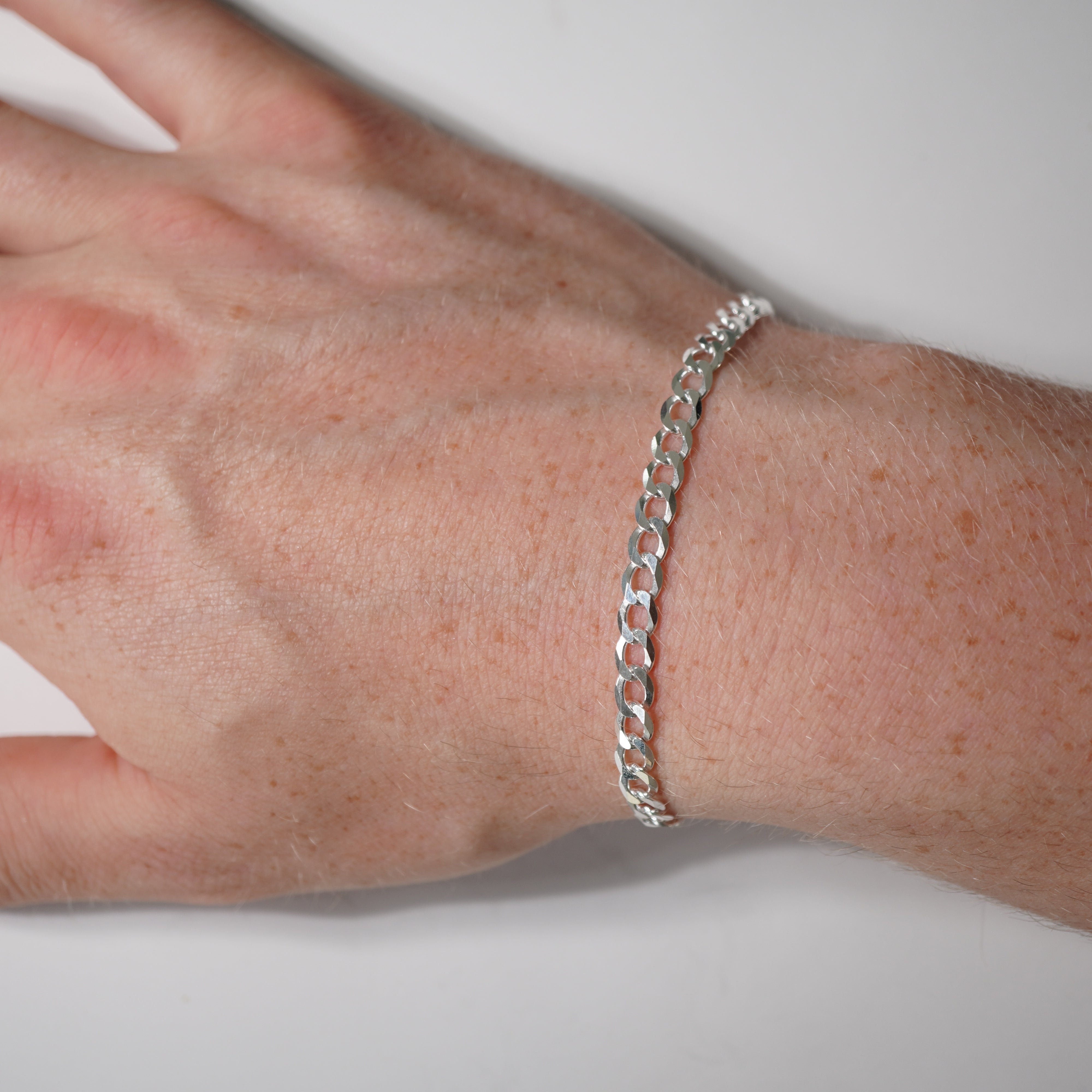 5mm Flache Panzerkette Armband aus 925 Sterlingsilber