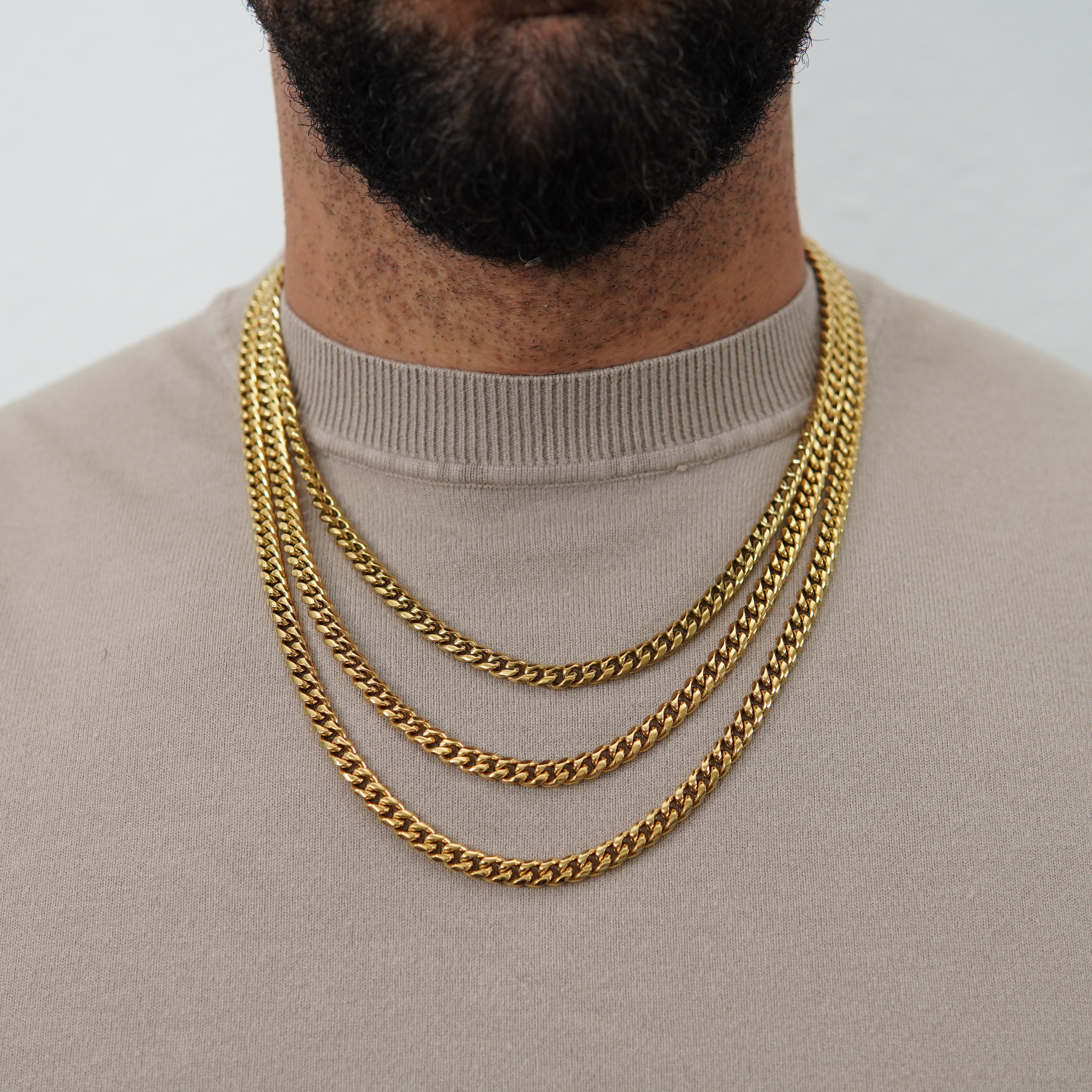Set - Kette + Armband vergoldet 6mm Miami Cuban Link Panzerkette aus Edelstahl