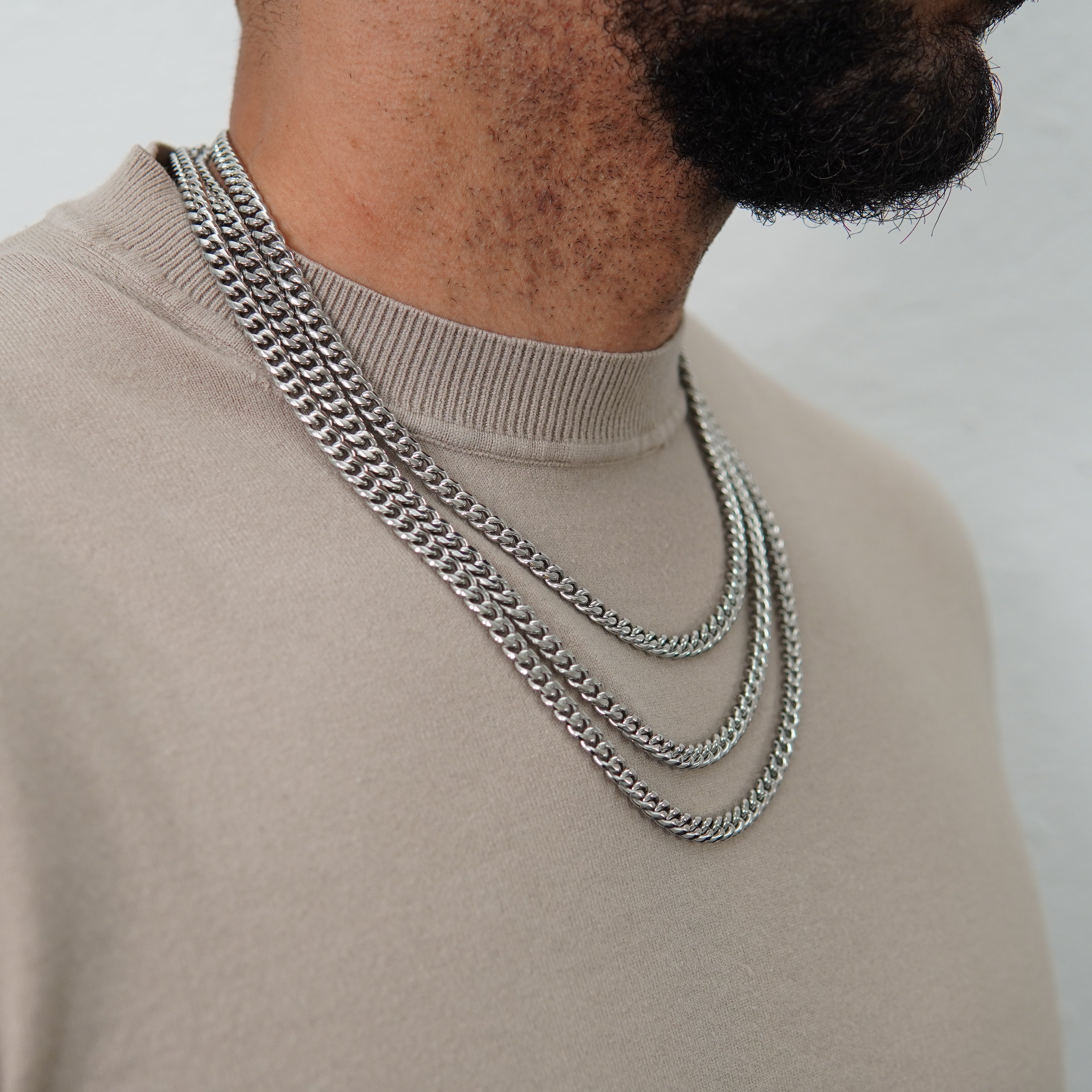 Set - Kette + Armband 6mm Miami Cuban Link Panzerkette aus Edelstahl