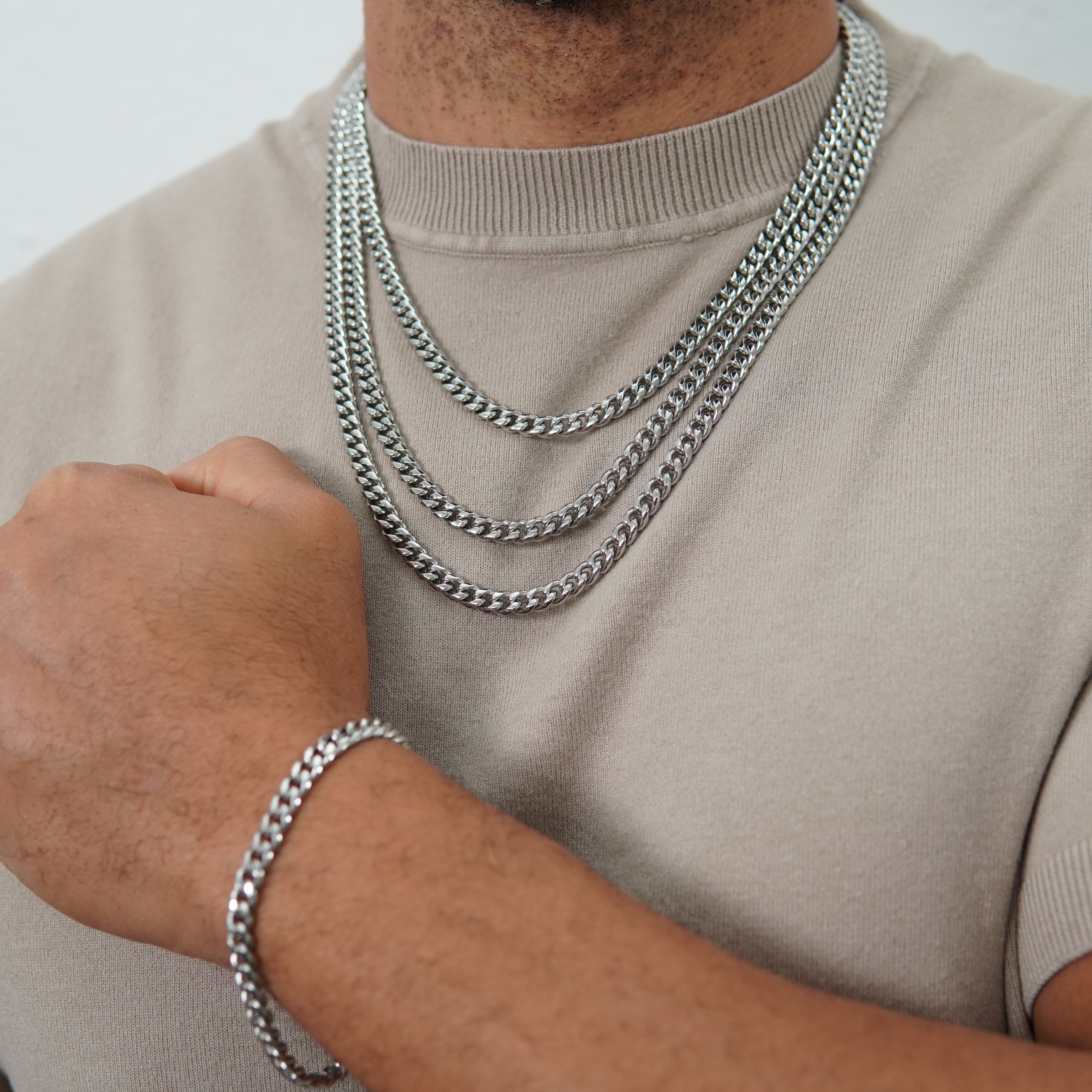 Set - Kette + Armband 6mm Miami Cuban Link Panzerkette aus Edelstahl
