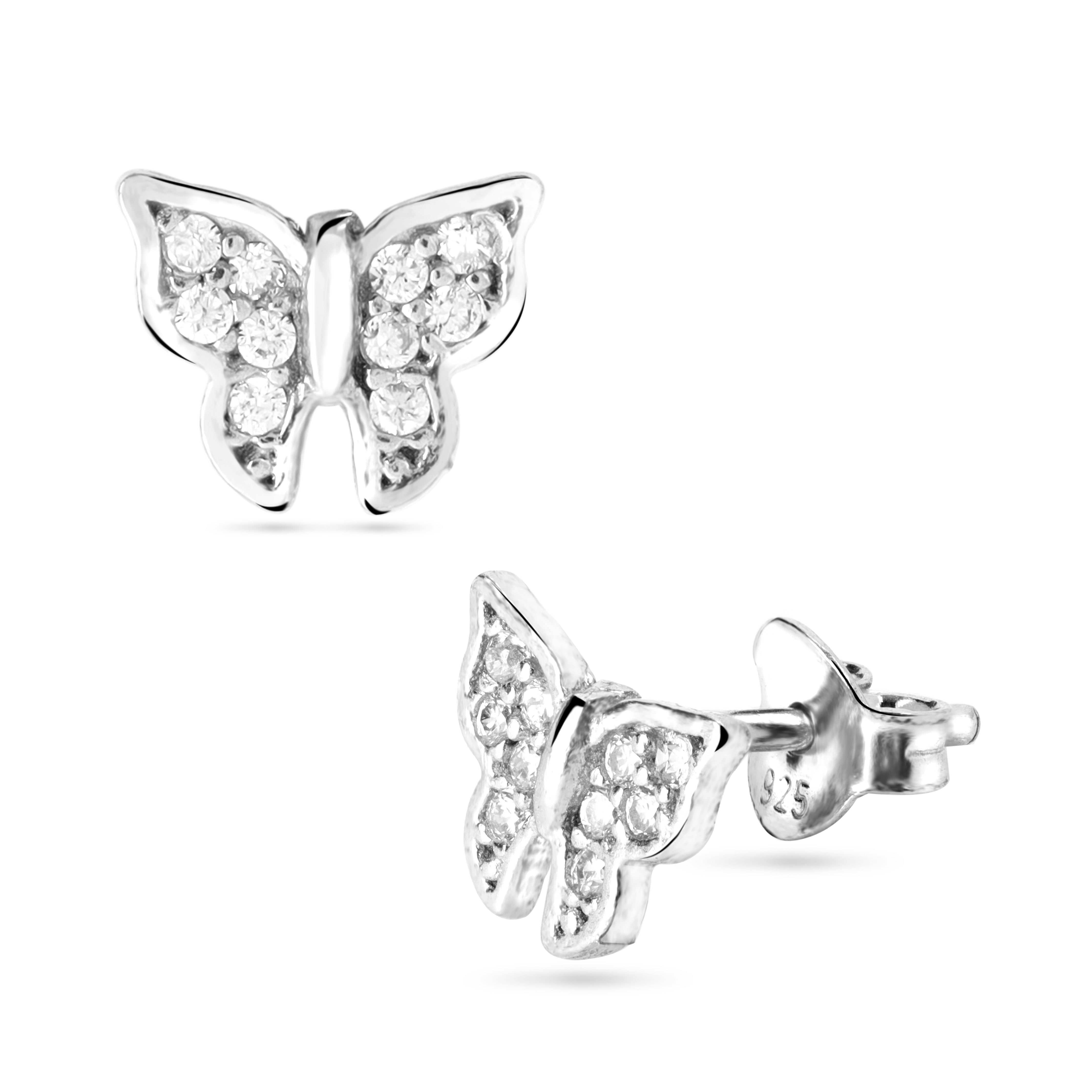Damen Ohrstecker Zirkonia Ohrringe Schmetterling aus 925 Sterlingsilber - Taipan Schmuck