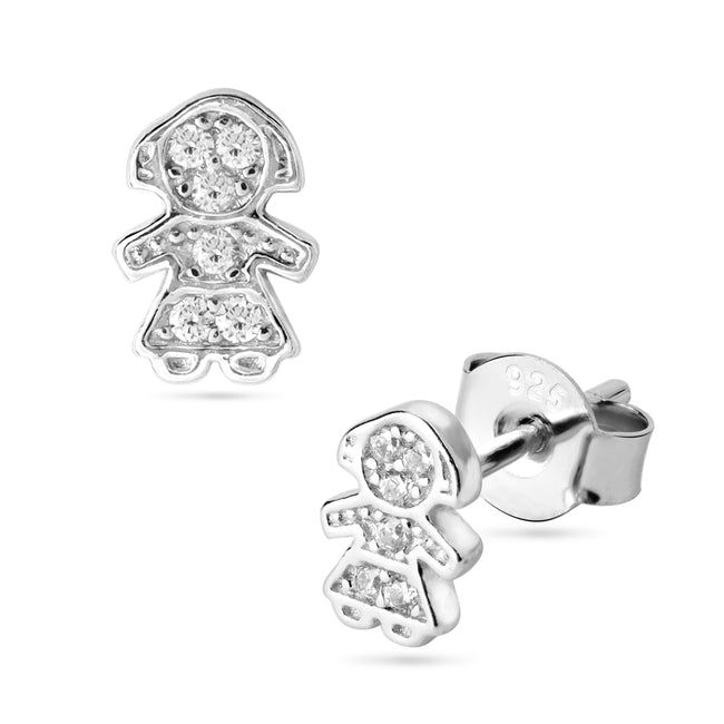 Bild von Damen Kinder Ohrstecker Ohrringe Kleines Mädchen Motiv aus 925 Sterlingsilber