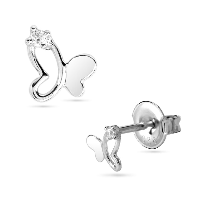 Bild von Super süße Damen Ohrstecker Zirkonia Ohrringe mit Schmetterling Motiv aus 925 Sterlingsilber