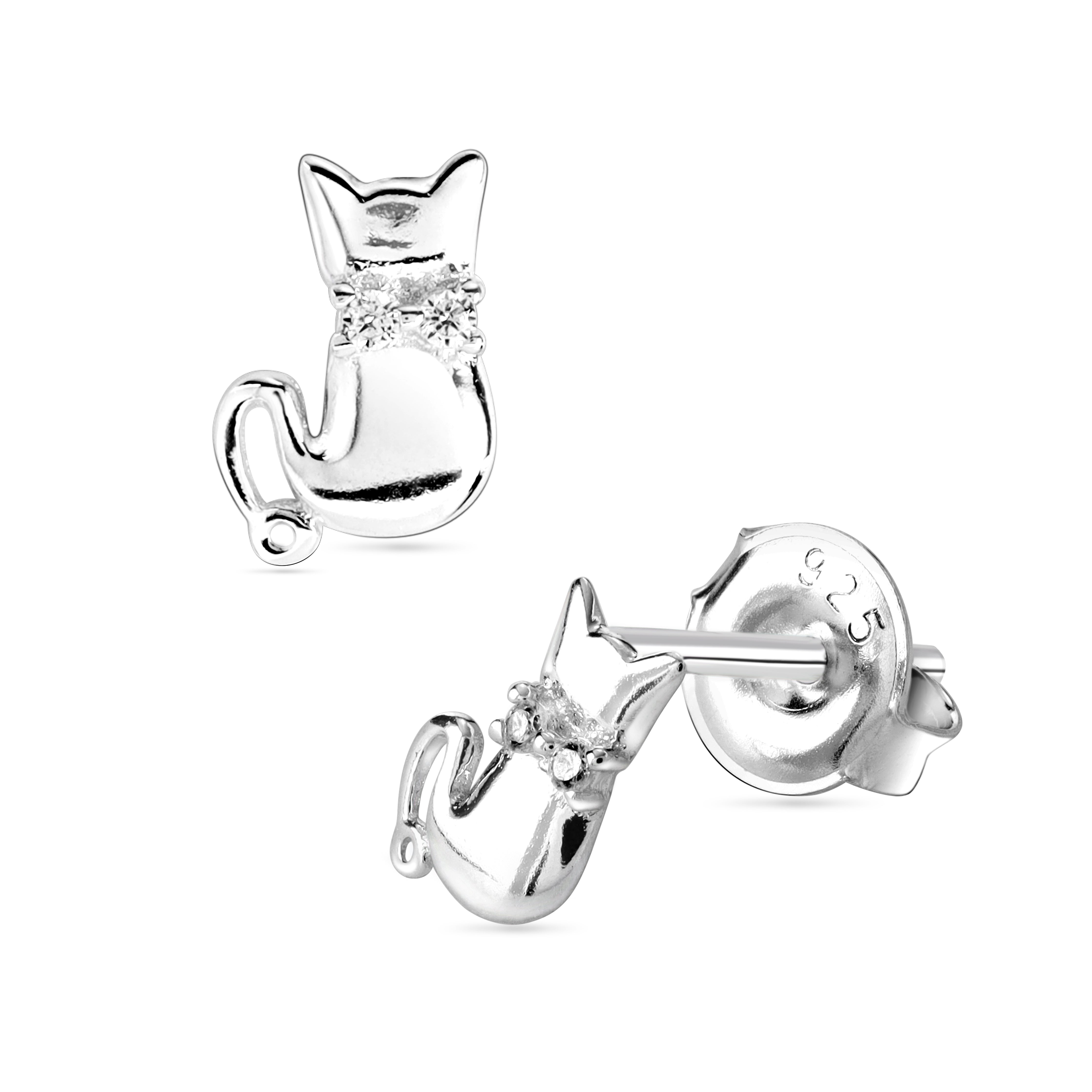 Damen Katzen Motiv Ohrstecker Ohrringe aus 925 Sterlingsilber - Taipan Schmuck