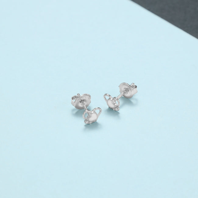 2. Bild von Süße Damen Ohrringe Zirkonia Ohrstecker mit Herz Motiv aus 925 Sterlingsilber