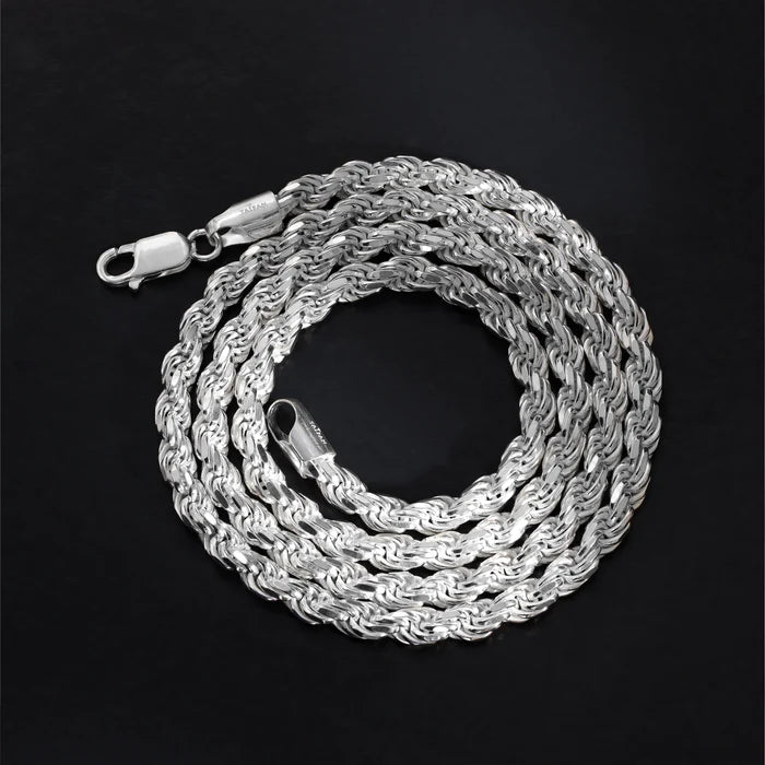 Set - 5mm Kordelkette Rope Chain 925 Silber - Kostenloses Armband - Taipan Schmuck