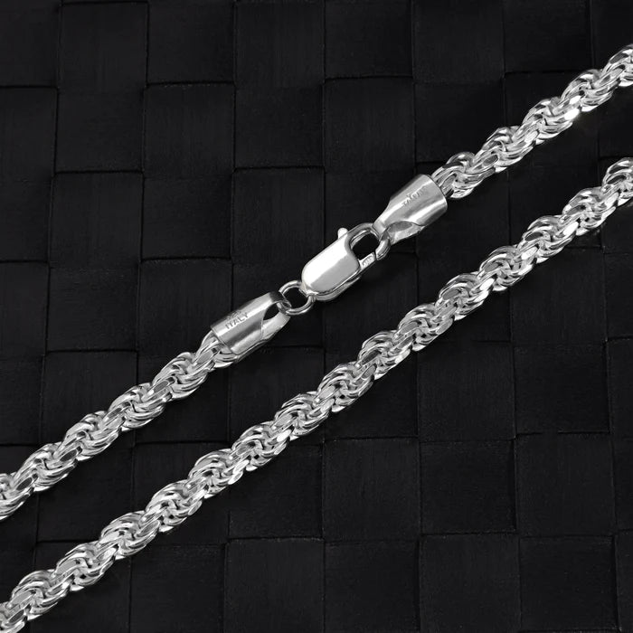 Set - 5mm Kordelkette Rope Chain 925 Silber - Kostenloses Armband - Taipan Schmuck