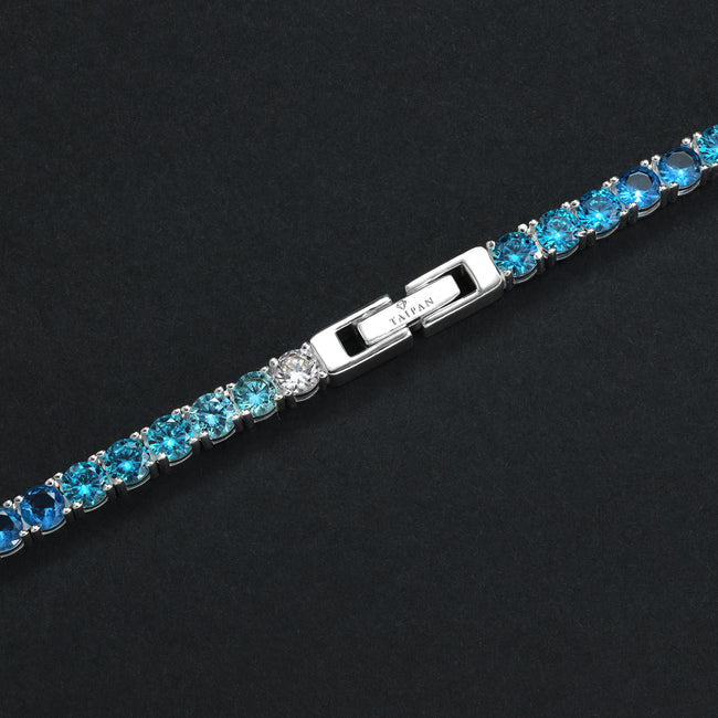 6. Bild von 4mm Tennis Chain Kette Farbverlauf blau - 925 Sterling Silber