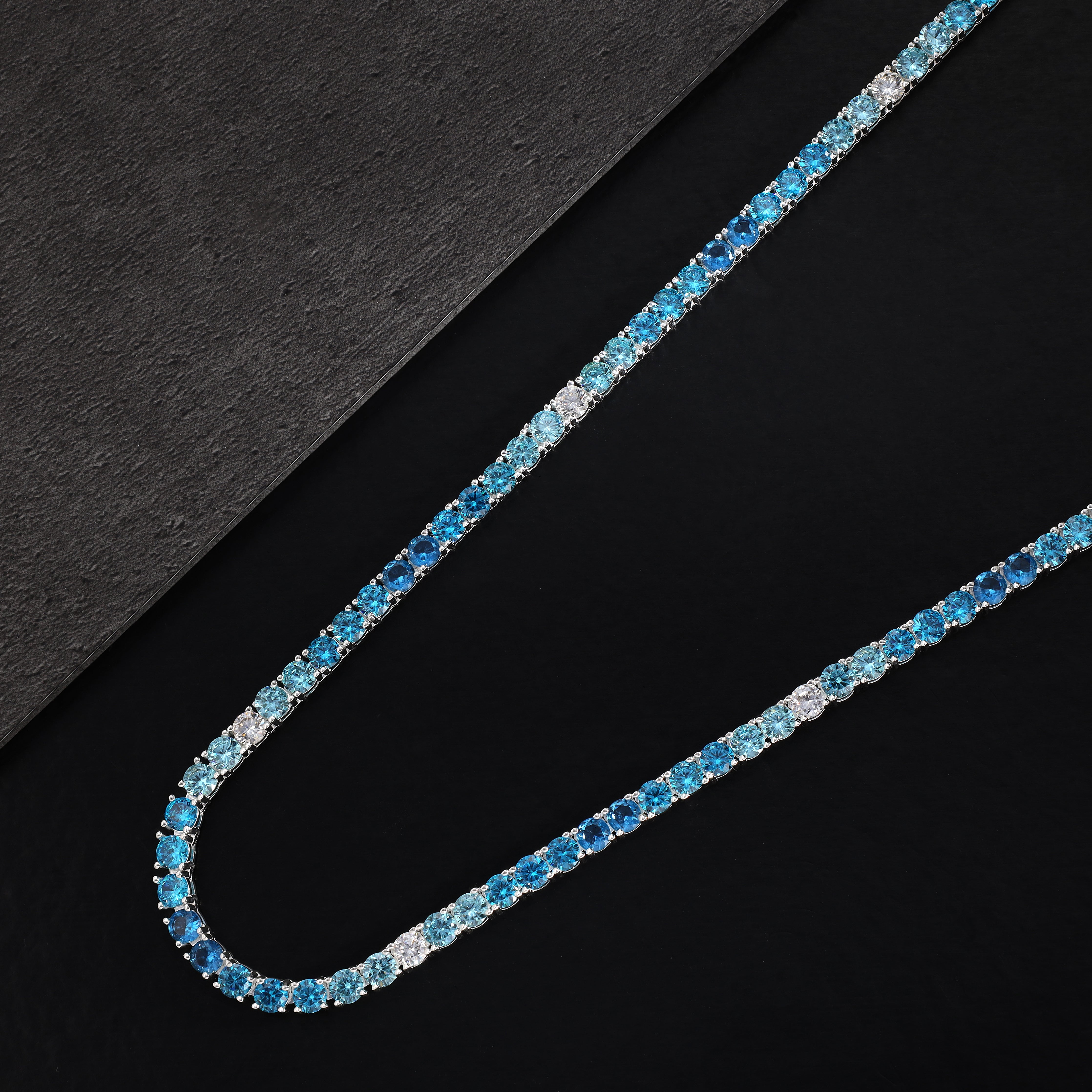 4mm Tennis Chain Kette Farbverlauf blau - 925 Sterling Silber - Taipan Schmuck