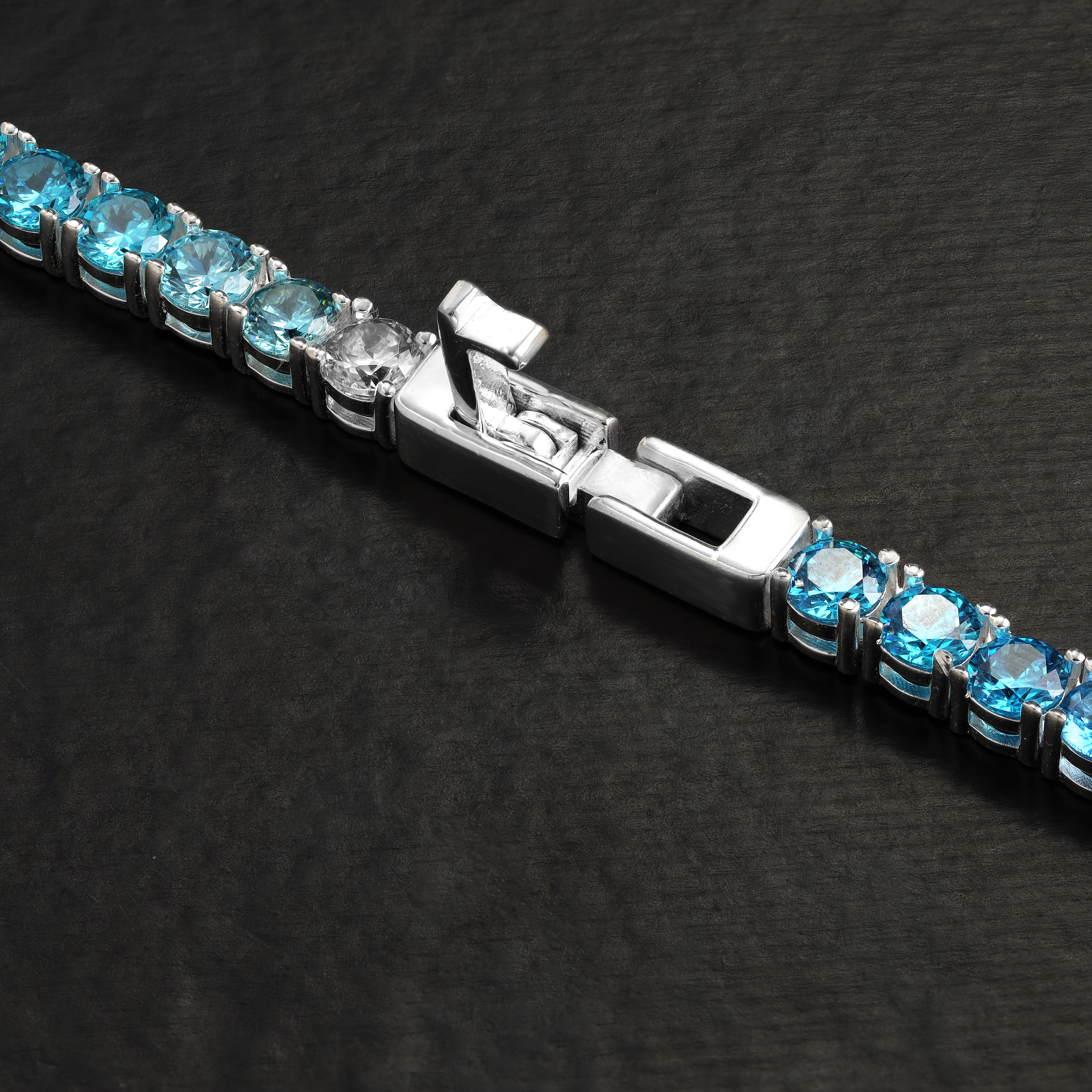 4mm Tennis Chain Kette Farbverlauf blau - 925 Sterling Silber - Taipan Schmuck