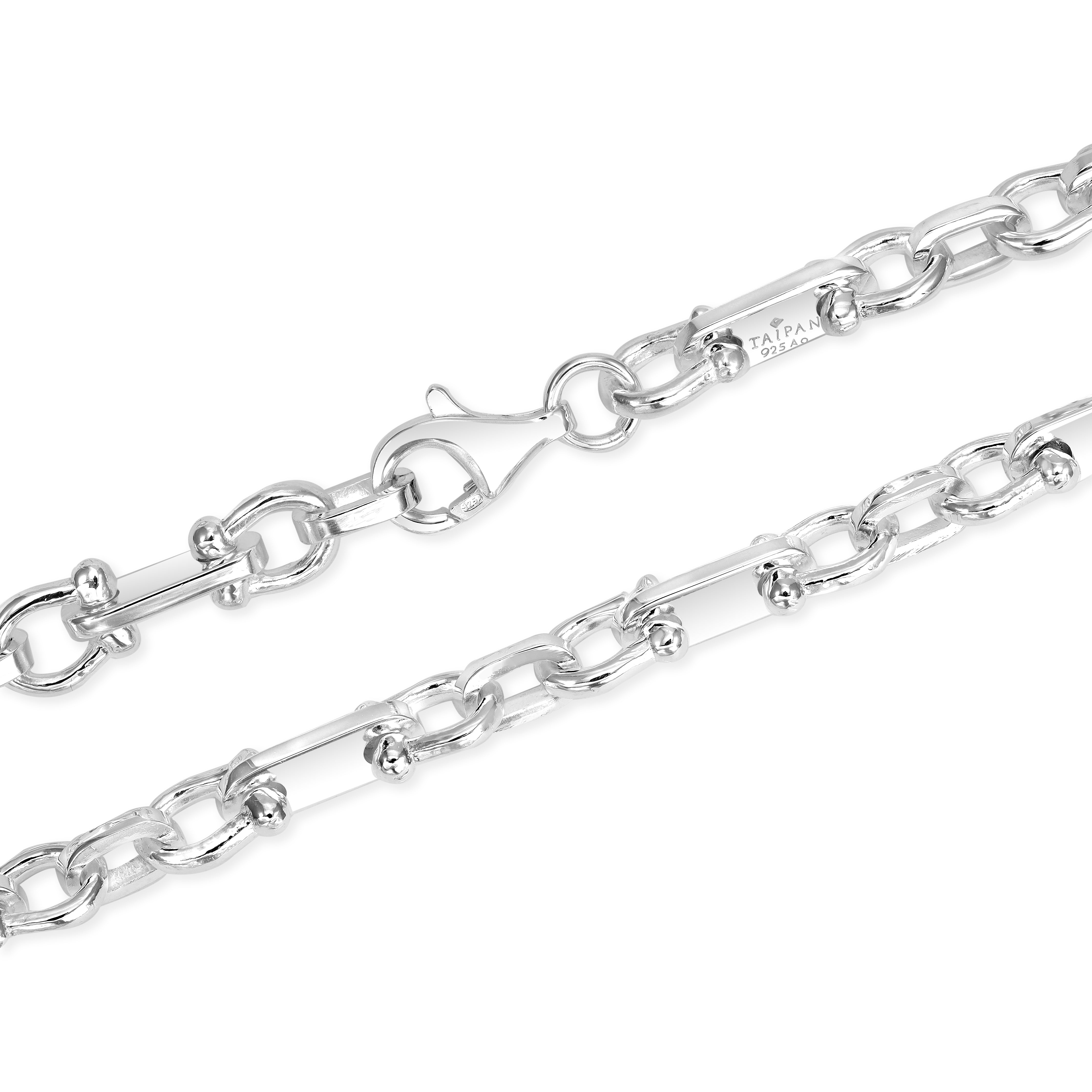 Plattenkette + Horse Shoe link 6,5mm 925 Sterlingsilber - Taipan Schmuck