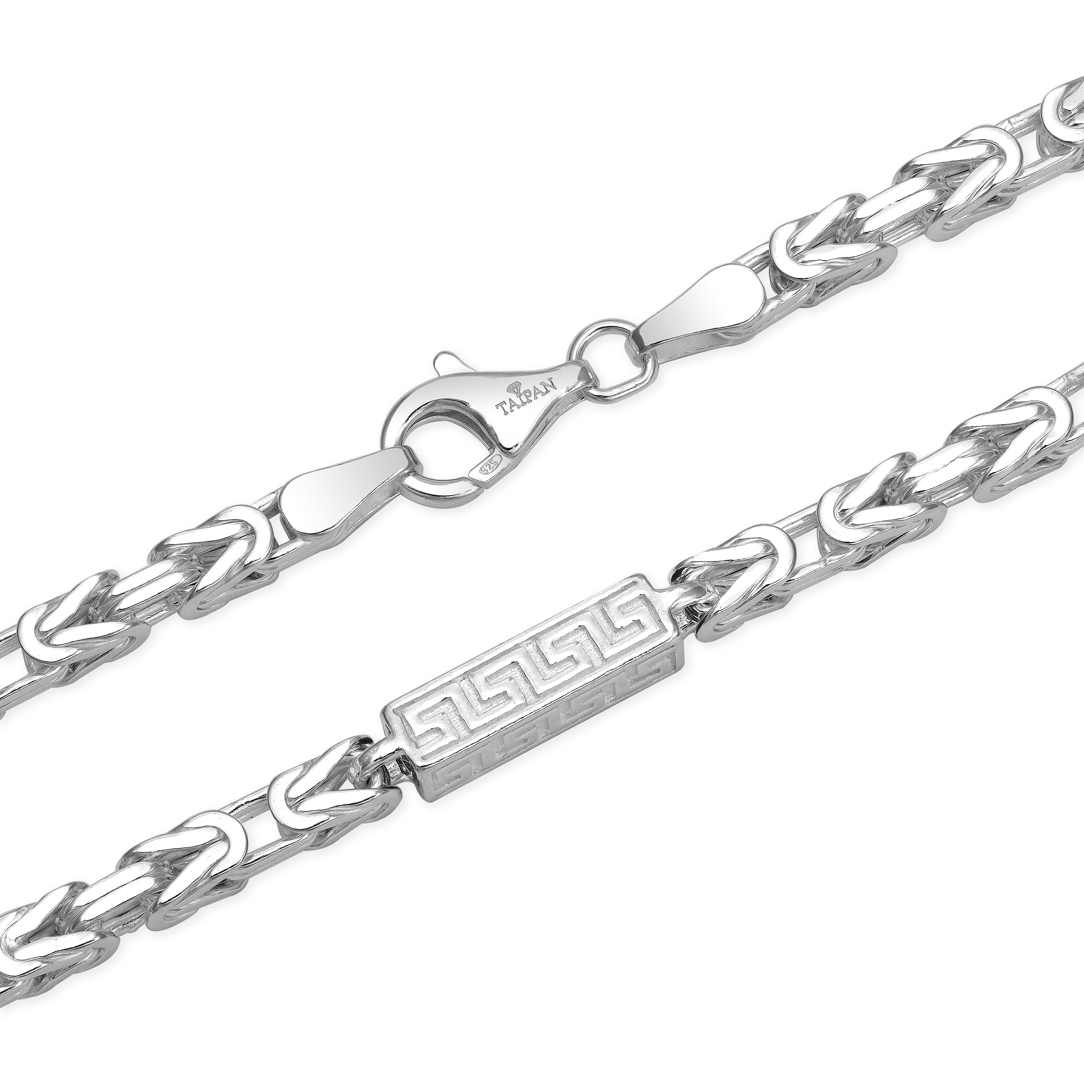 Königskette mit Blöcken 4mm breit 60/65/70cm lang aus 925 Sterling Silber