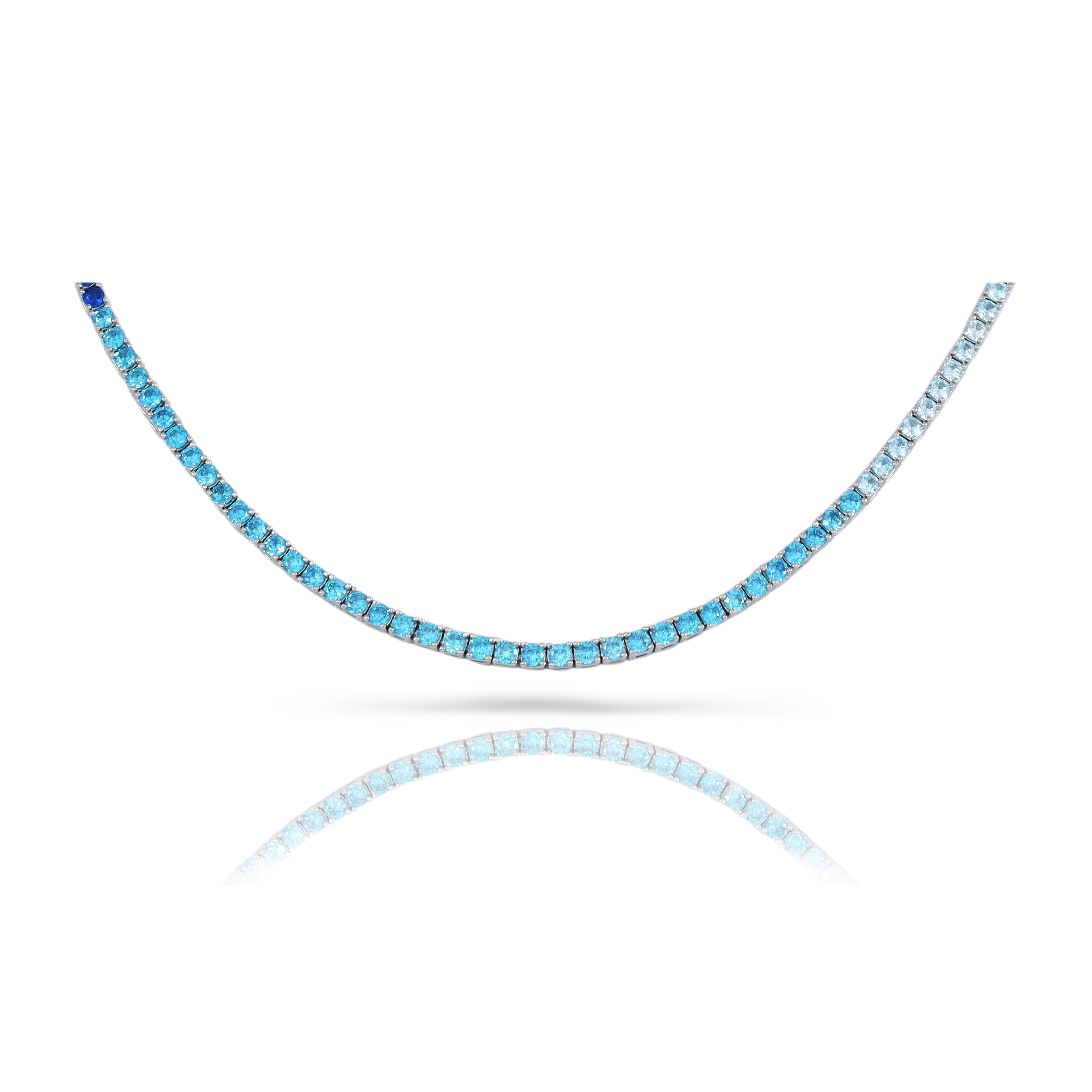 Blue ice cold Multicolor Tennis Chain 2,5mm breit aus 925 Sterling Silber Zirkonia - Taipan Schmuck