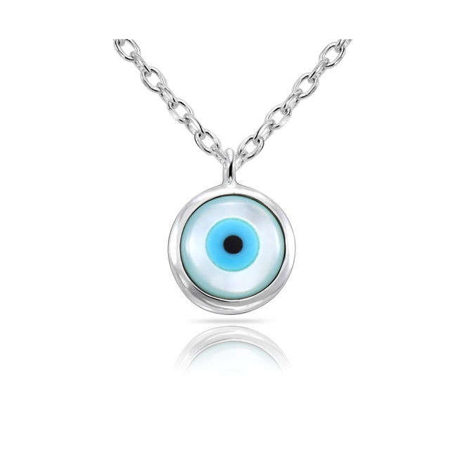 Bild von Damen Ankerkette mit Nazar Evil Eye Anhänger 40cm lang 925 Sterlingsilber rhodiniert