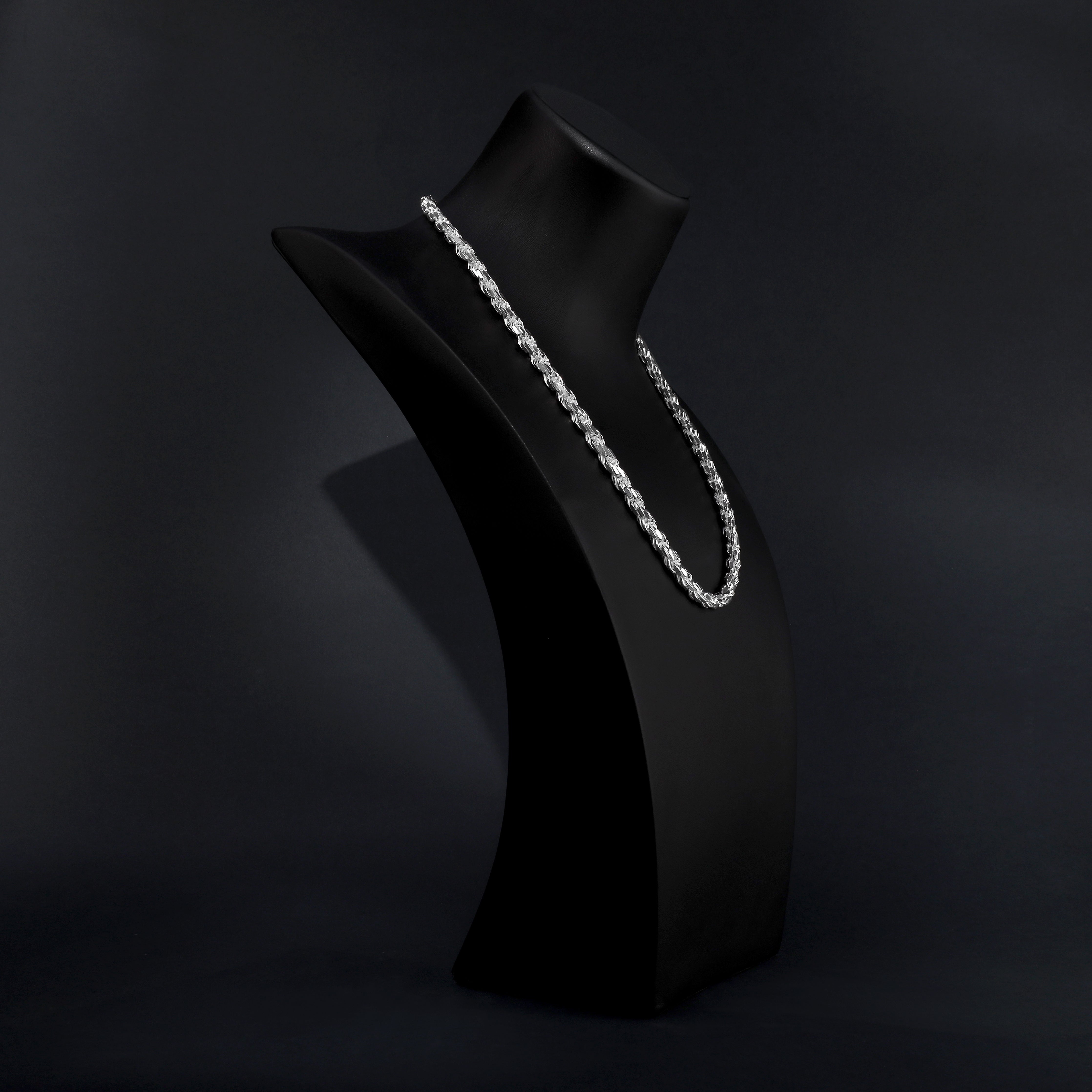 7mm Kordelkette Rope chain 60cm aus 925 Sterlingsilber