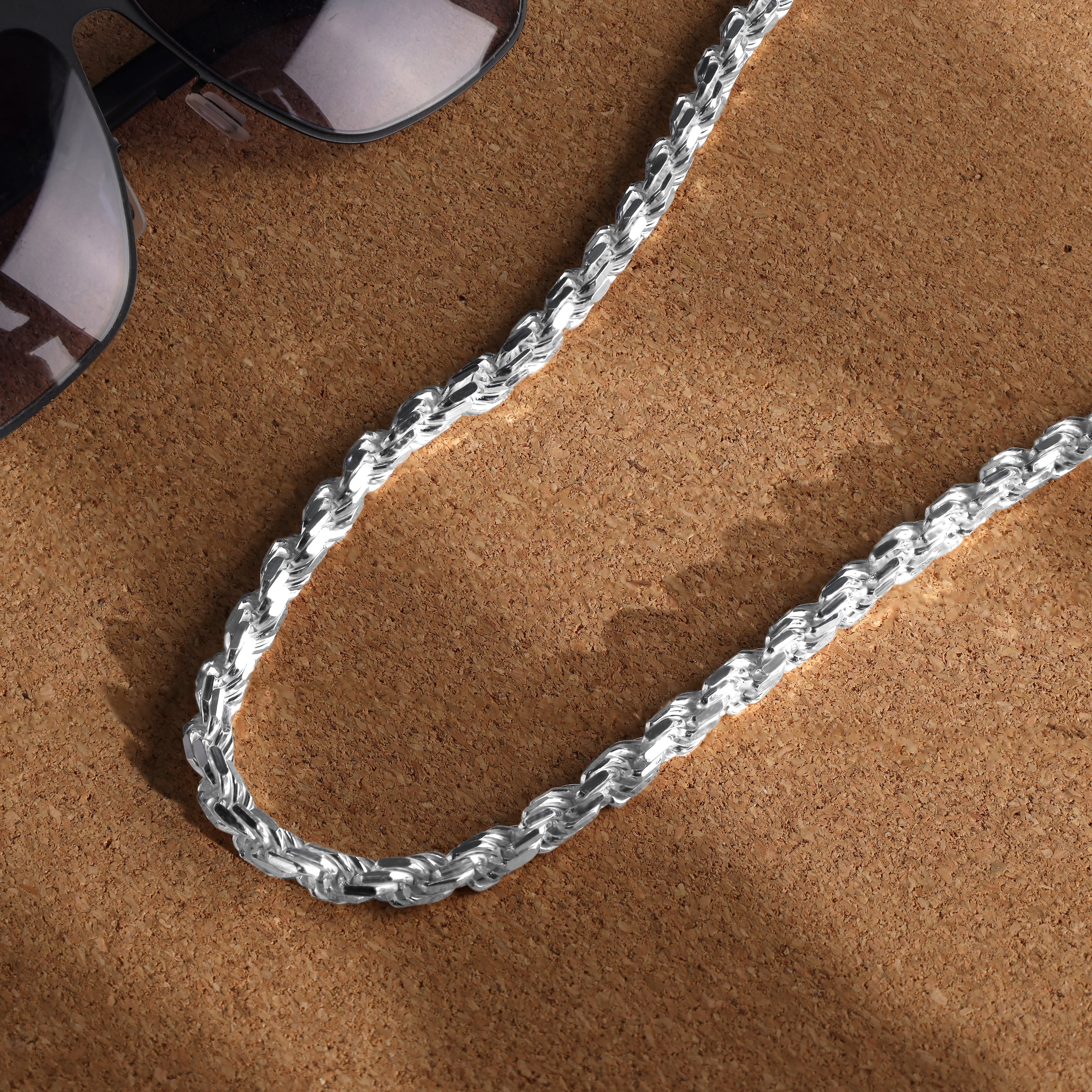 7mm Kordelkette Rope chain 60cm aus 925 Sterlingsilber