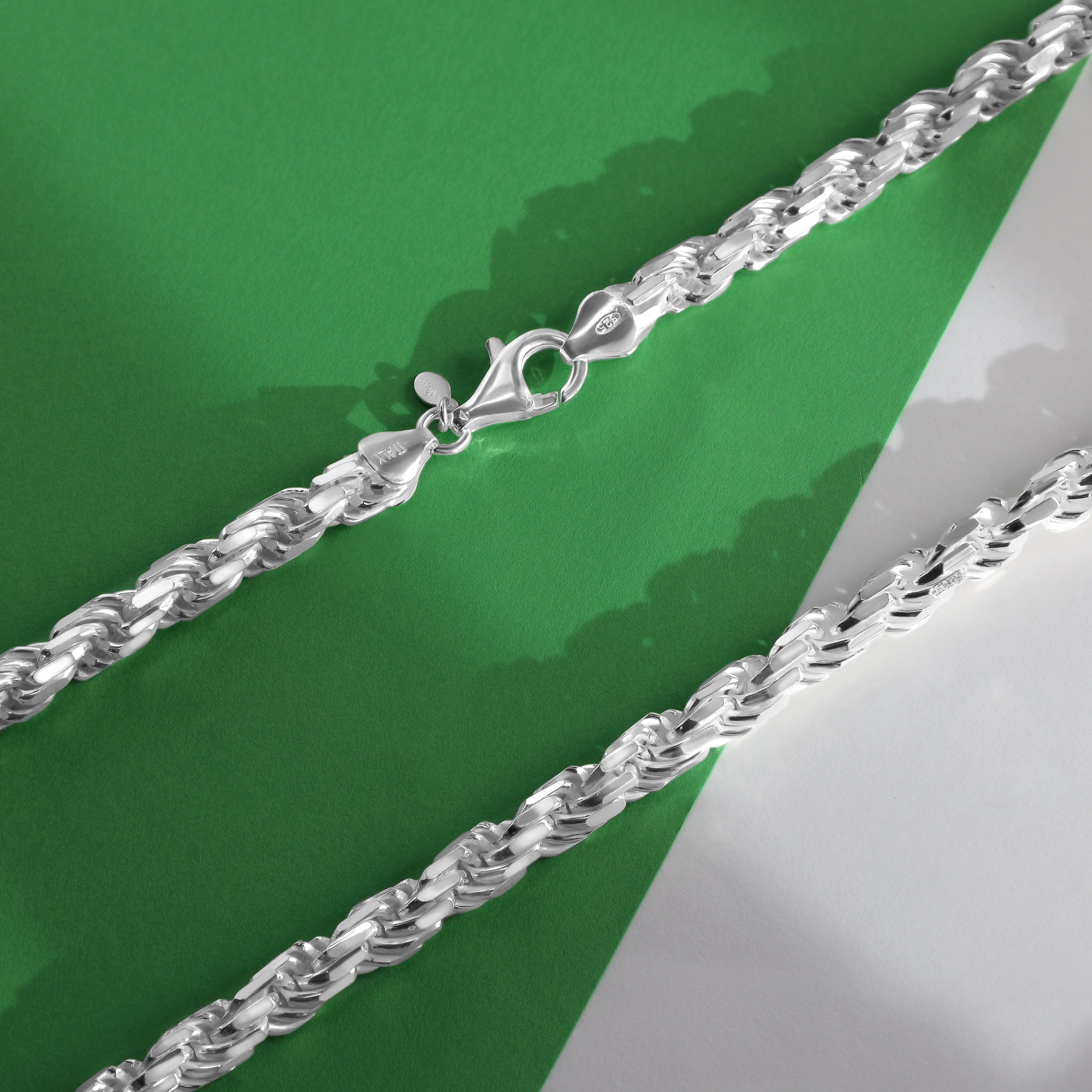 7mm Kordelkette Rope chain 60cm aus 925 Sterlingsilber
