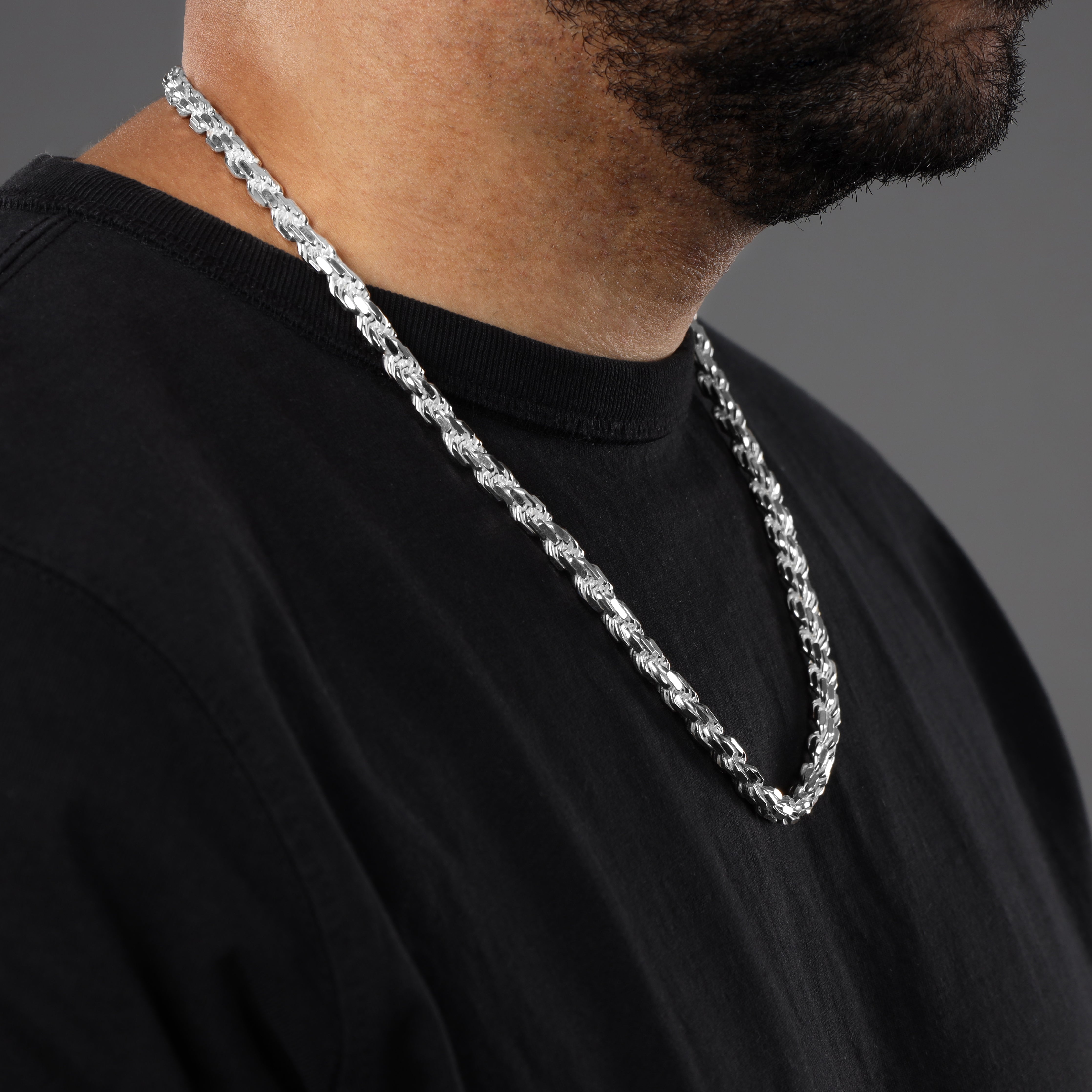 7mm Kordelkette Rope chain 60cm aus 925 Sterlingsilber